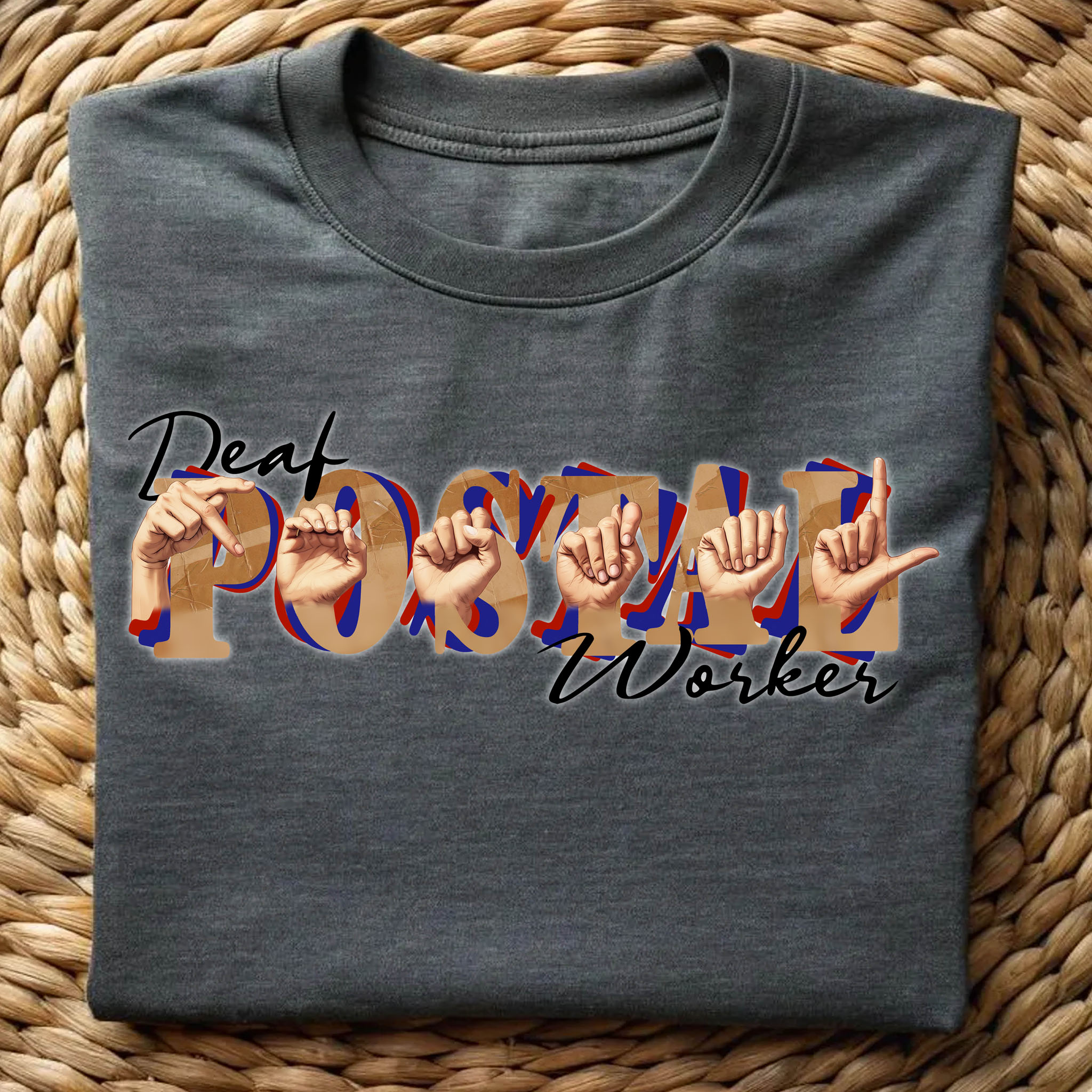Deaf Postal Worker Fingerspelling "Postal" ASL American Sign Language Unisex Soft-Style T-Shirt product thumbnail image Deaf Postal Worker Fingerspelling "Postal" ASL American Sign Language Unisex Soft-Style T-Shirt product thumbnail image