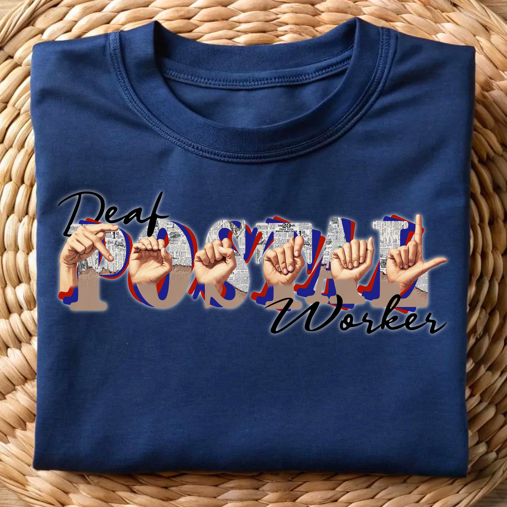 Deaf Postal Worker Fingerspelling "Postal" ASL American Sign Language Unisex Soft-Style T-Shirt product thumbnail image Deaf Postal Worker Fingerspelling "Postal" ASL American Sign Language Unisex Soft-Style T-Shirt product thumbnail image
