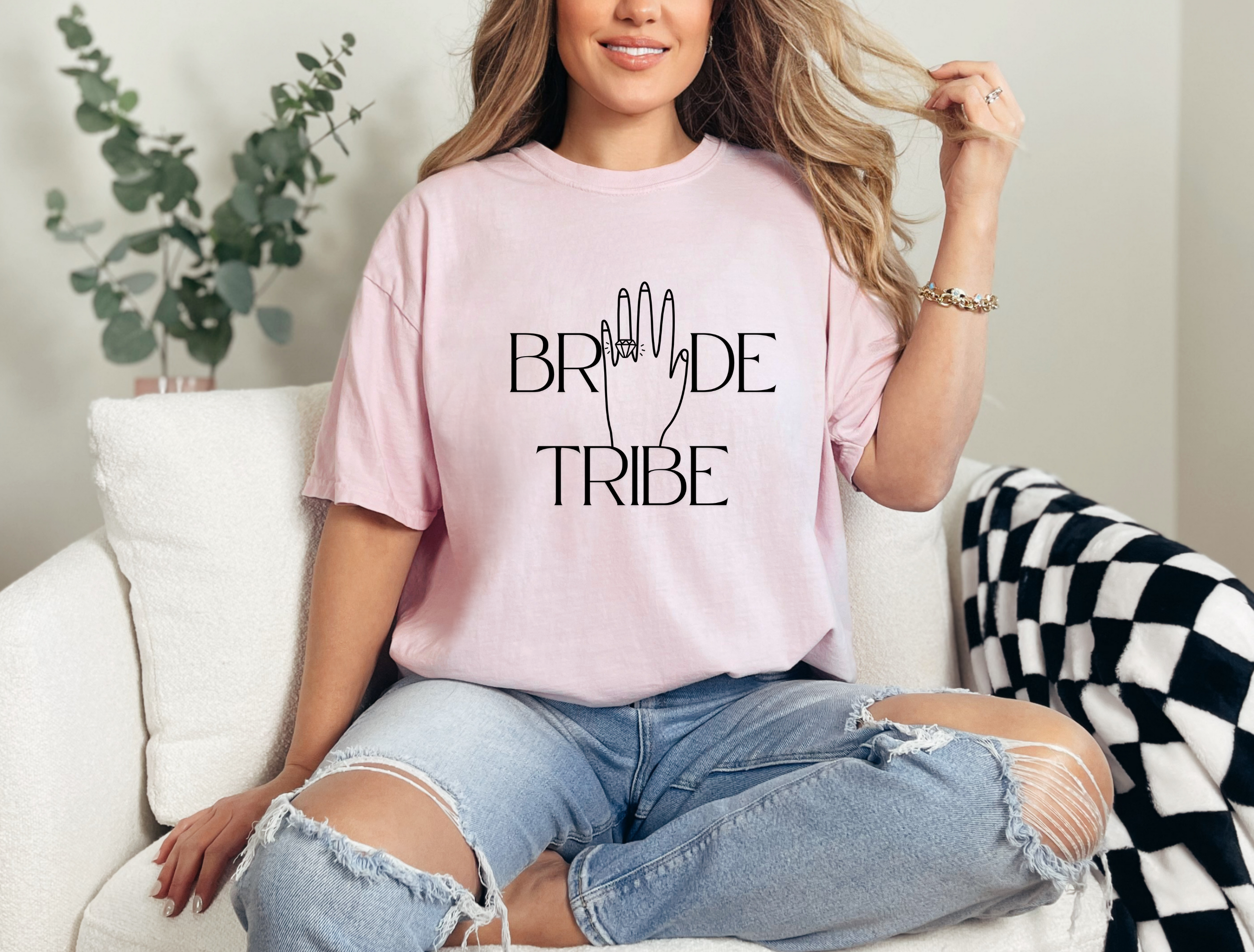 Bride Tribe Blossom Crunchberry Color Short Sleeve T-Shirt Women's Bride Tribe Blossom Crunchberry Color Short Sleeve T-Shirt Women's