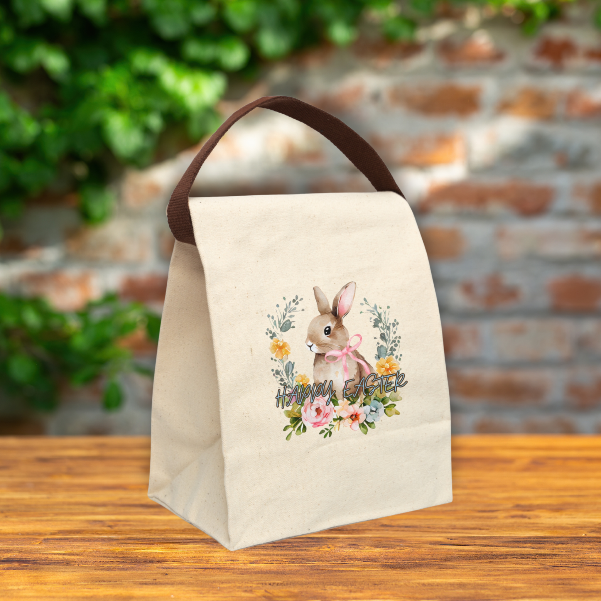 Happy Easter Vintage Canvas Lunch Bag With Strap – Durable, Stylish &amp; Eco-Friendly | Perfect for Work, School &amp; Picnics | Stylish &amp; Functional product thumbnail image