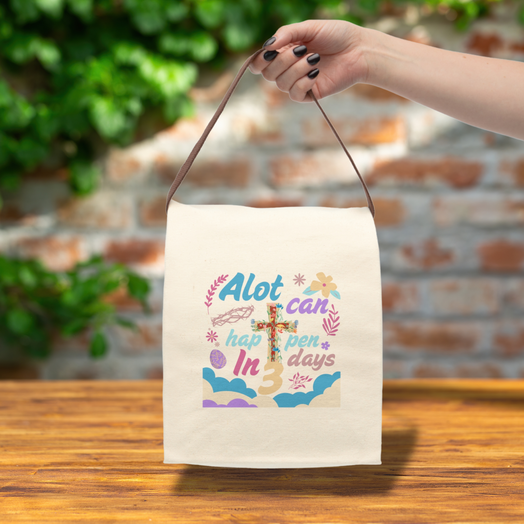 Alot can happen in 3 days Vintage Canvas Lunch Bag With Strap – Durable, Stylish &amp; Eco-Friendly | Perfect for Work, School &amp; Picnics | Stylish &amp; Functional product thumbnail image