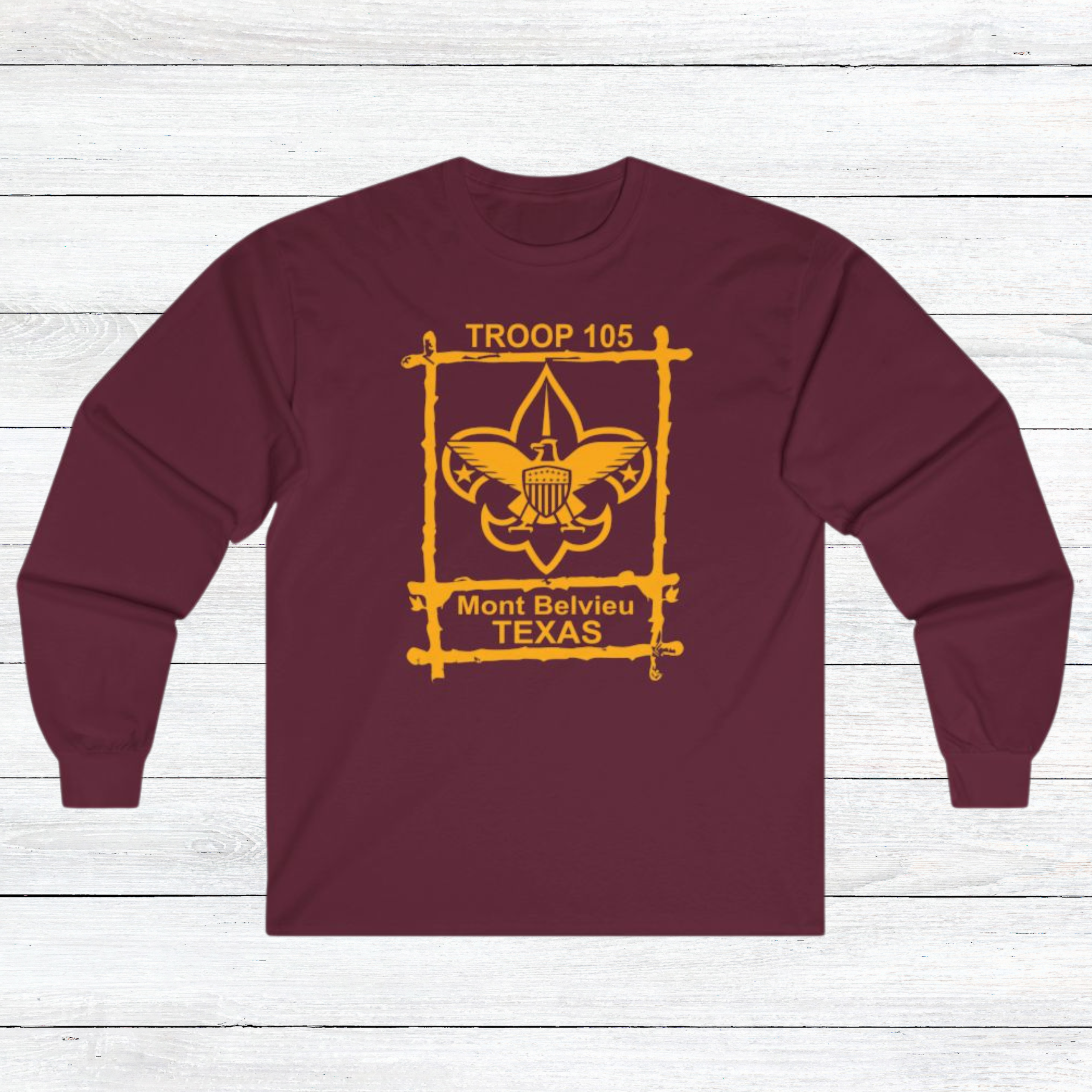 Troop 105 Scout Long Sleeve Tee - Mont Belvieu, Texas - Perfect for Outdoor Adventures product thumbnail image Troop 105 Scout Long Sleeve Tee - Mont Belvieu, Texas - Perfect for Outdoor Adventures product thumbnail image