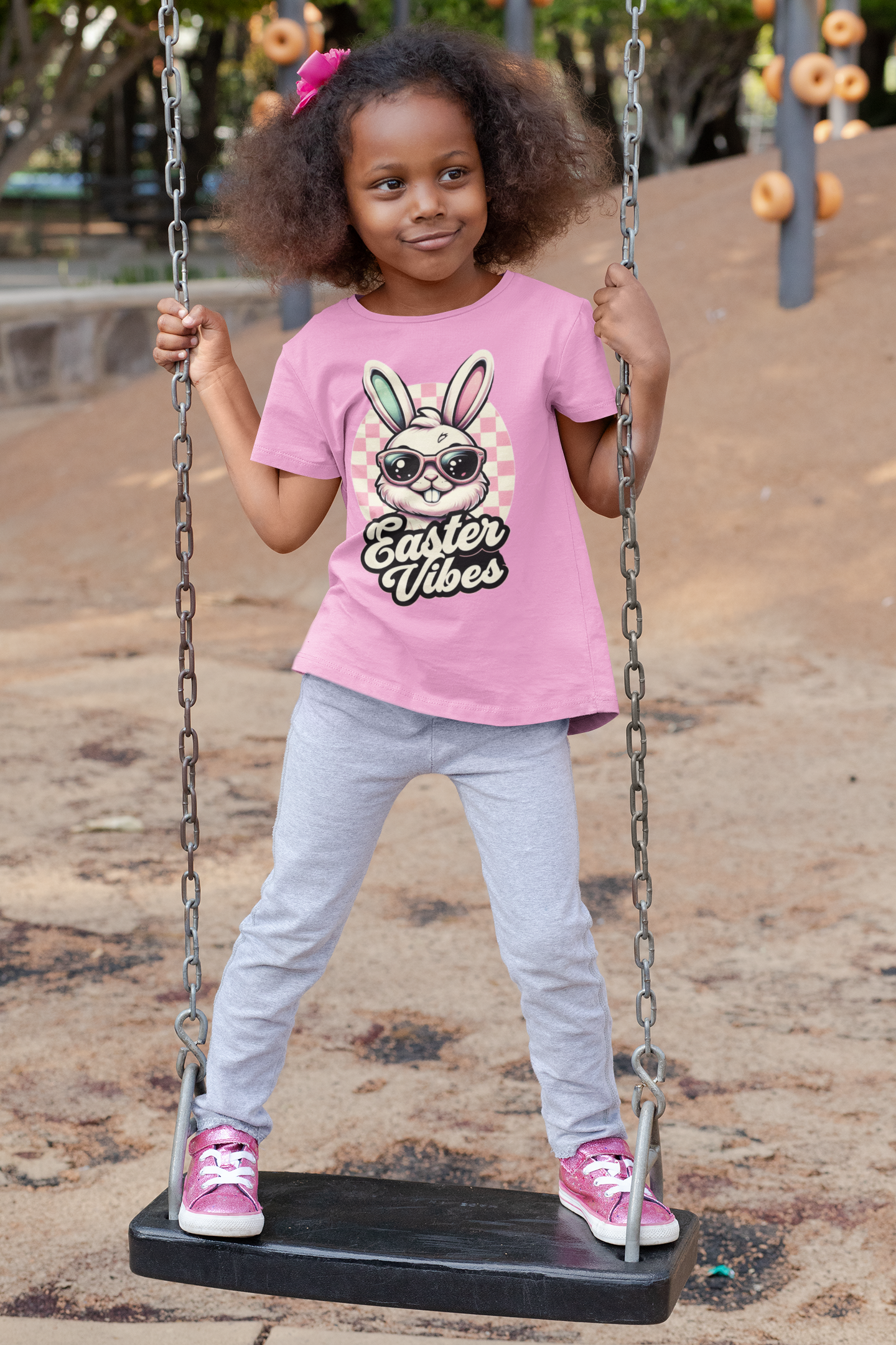 Easter Vibes Kids Tee - Cute Bunny Graphic Heavy Cotton T-Shirt Easter Vibes Kids Tee - Cute Bunny Graphic Heavy Cotton T-Shirt