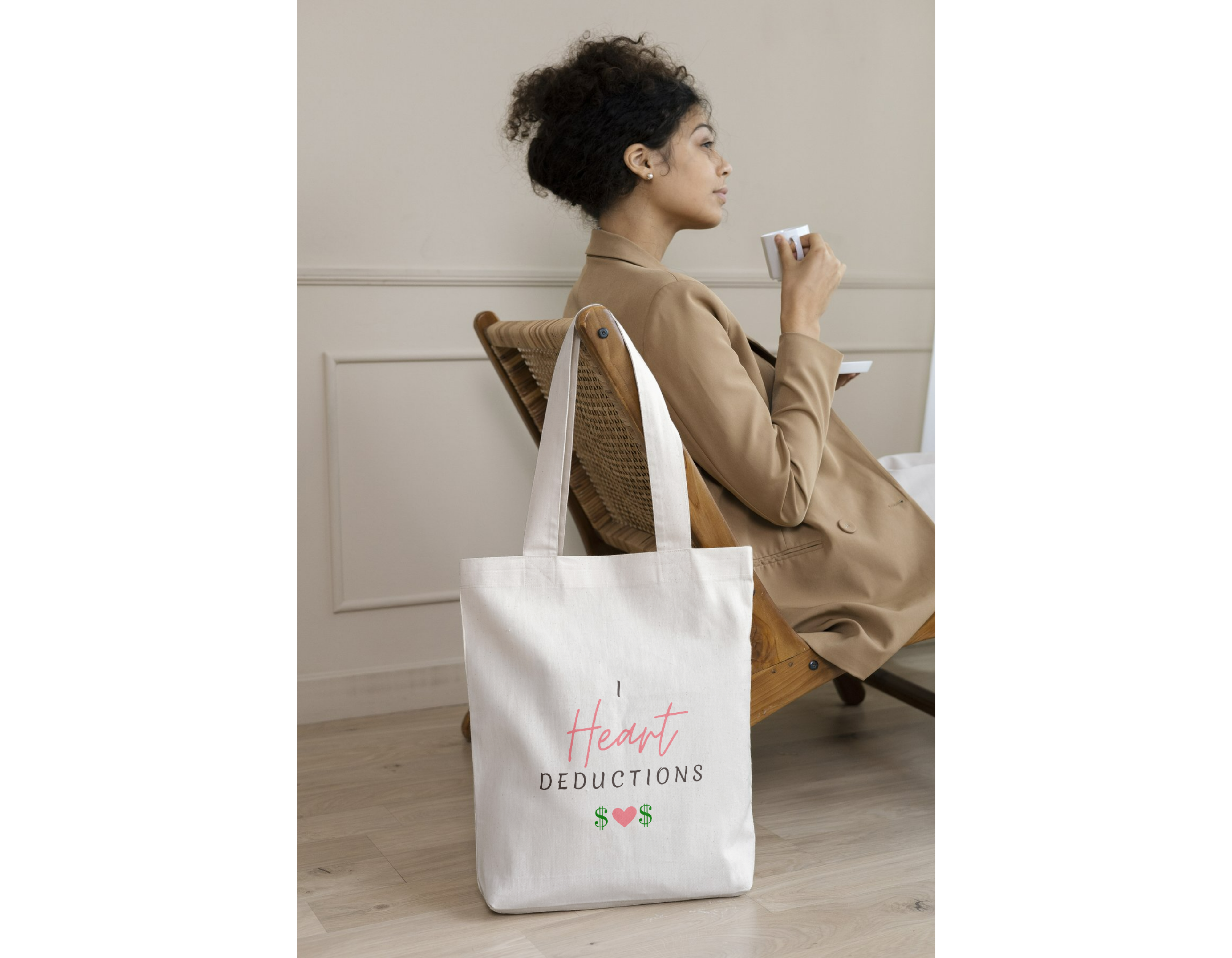 I Heart Deductions Cotton Canvas Tote Bag - Perfect for Tax Season!