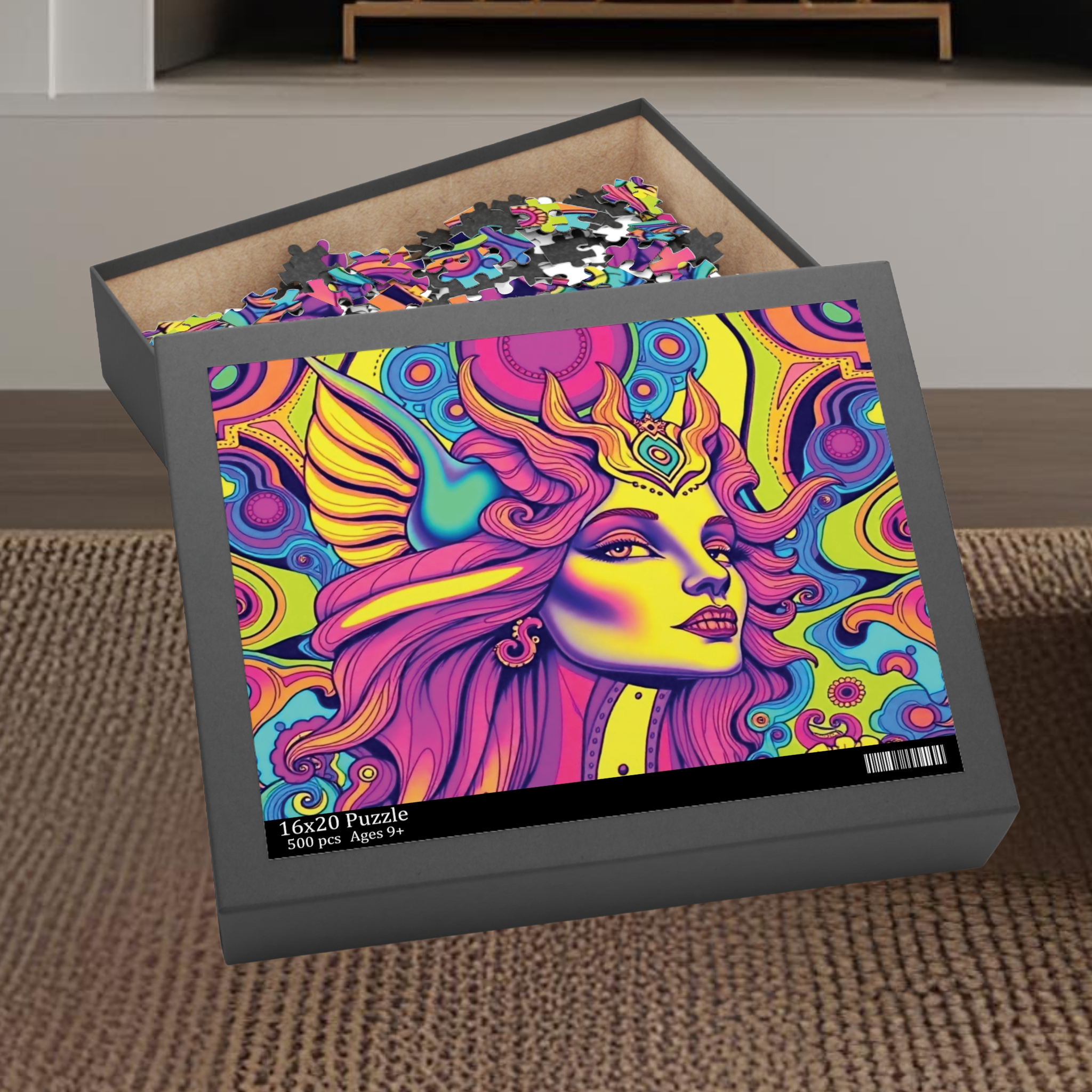 Colorful Psychedelic Art Puzzle, Mindfulness Activity, Unique Gift for Friends &amp; Family, Home Decor, Stress Relief product thumbnail image