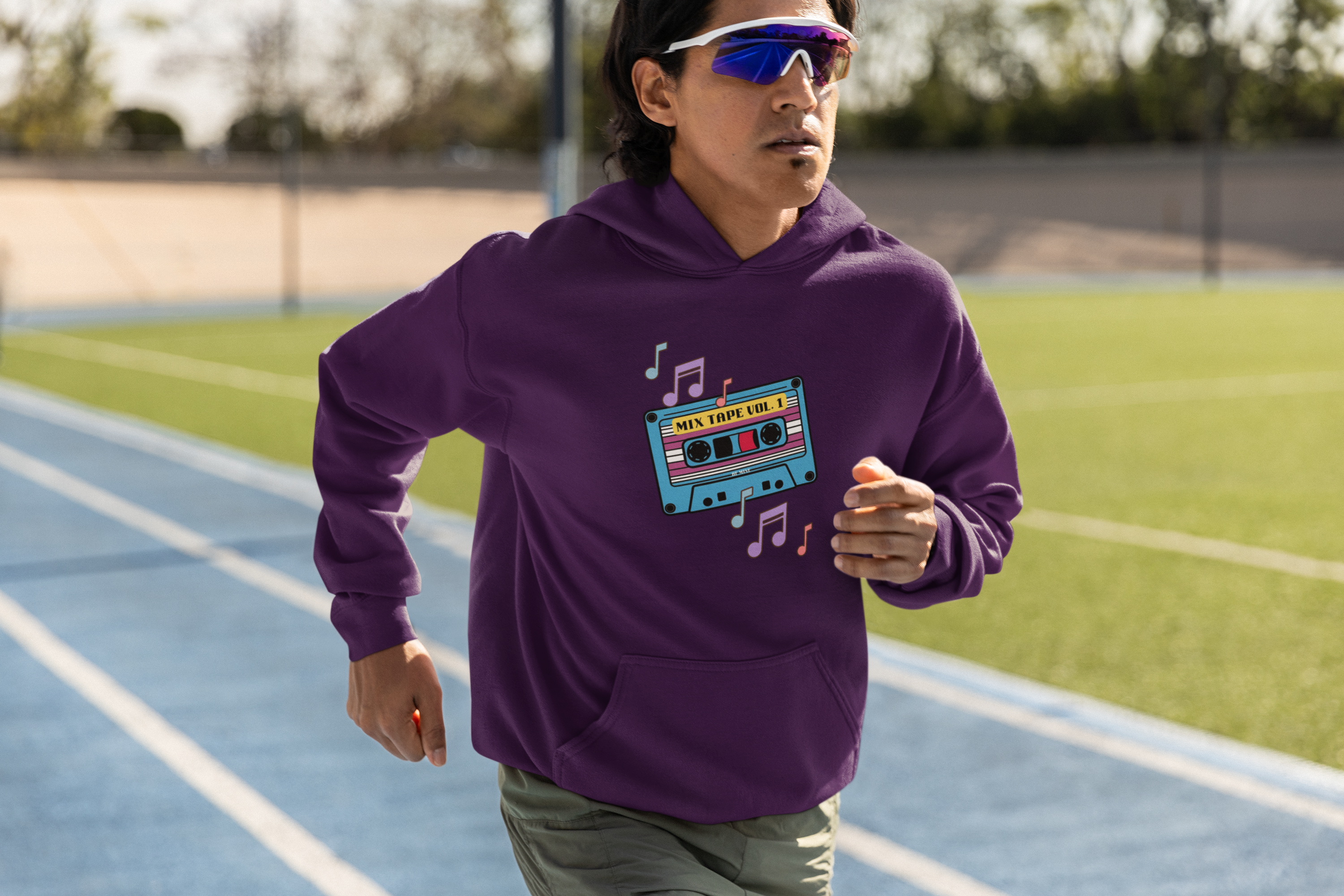 Retro Music Hoodie with Cassette Design - Unisex Heavy Blend Sweatshirt product thumbnail image