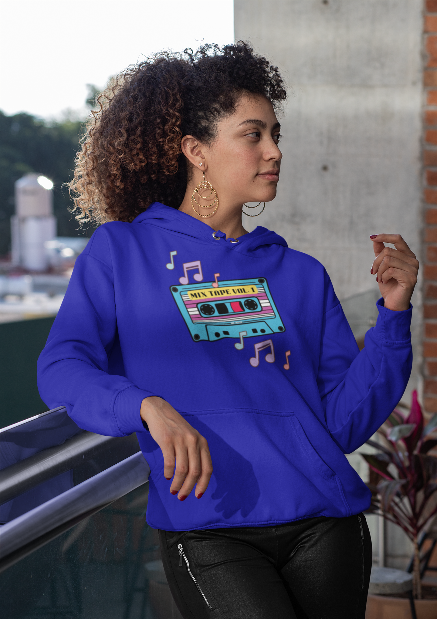 Retro Music Hoodie with Cassette Design - Unisex Heavy Blend Sweatshirt product thumbnail image
