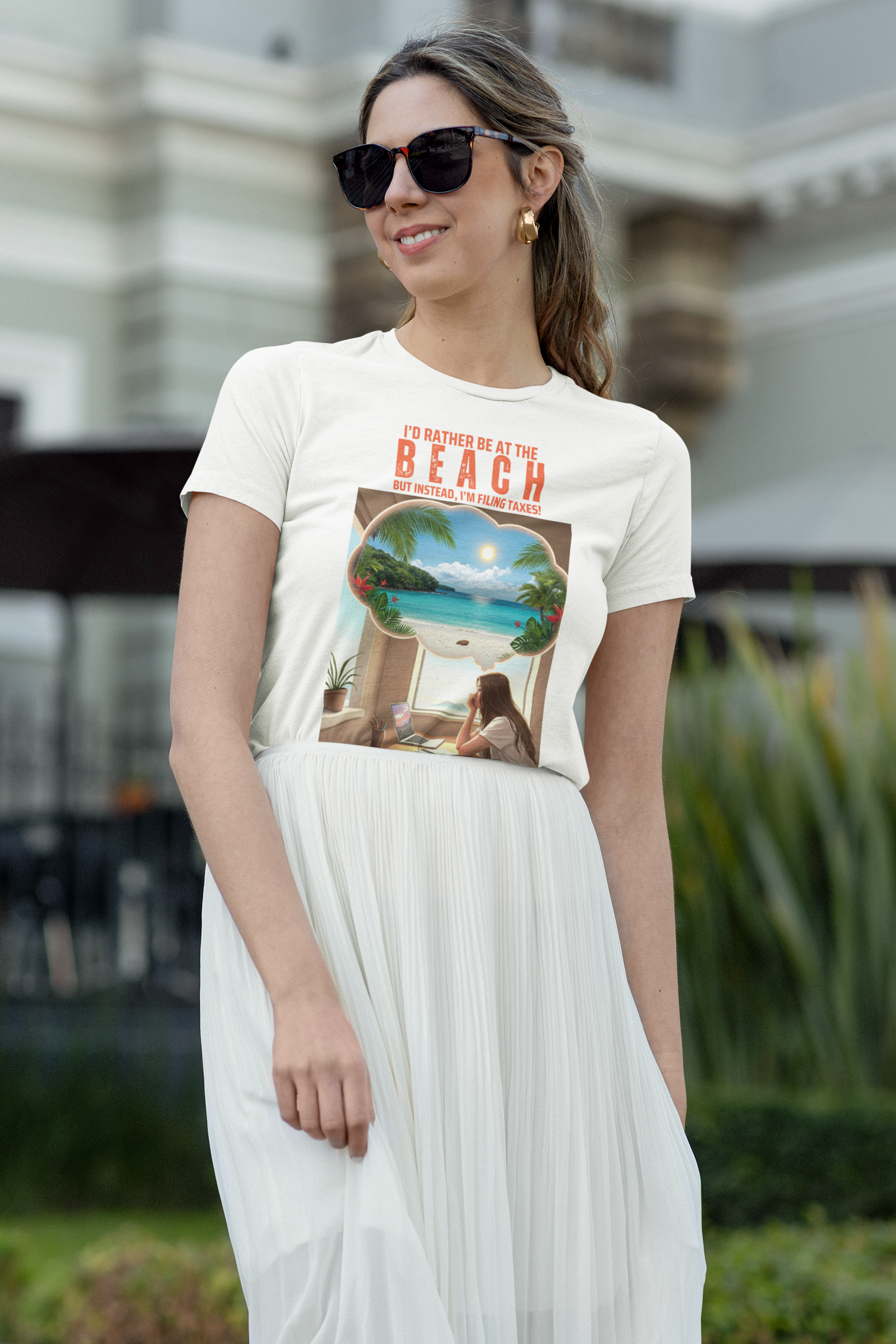 I'd Rather Be at the Beach Women's Tee - Funny Tax Shirt for Beach Lovers product thumbnail image