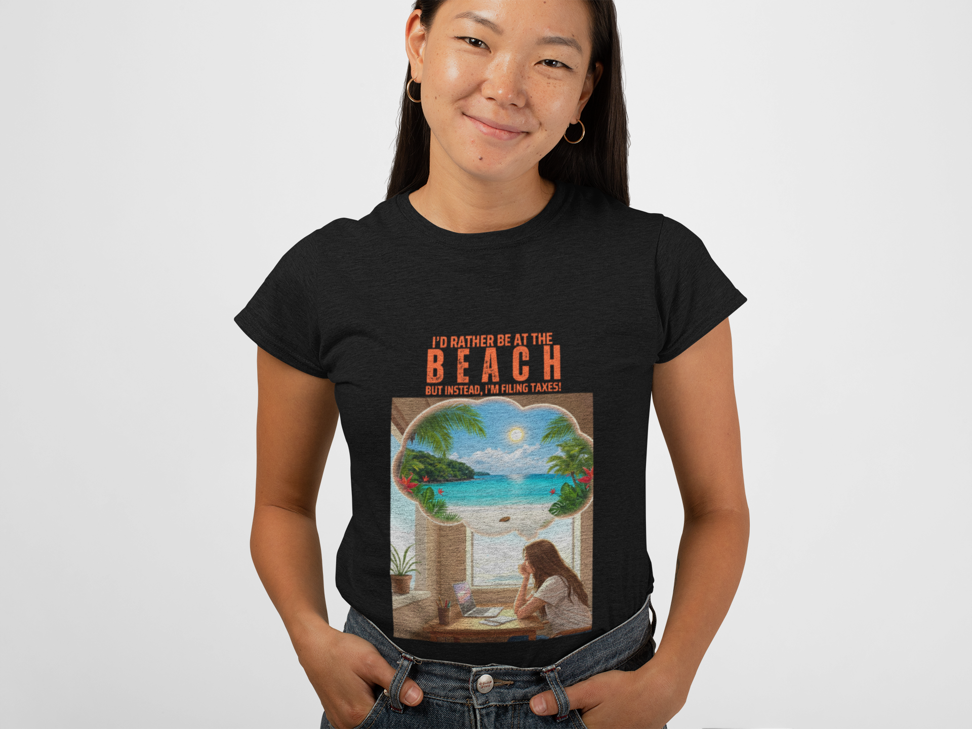 I'd Rather Be at the Beach Women's Tee - Funny Tax Shirt for Beach Lovers product thumbnail image