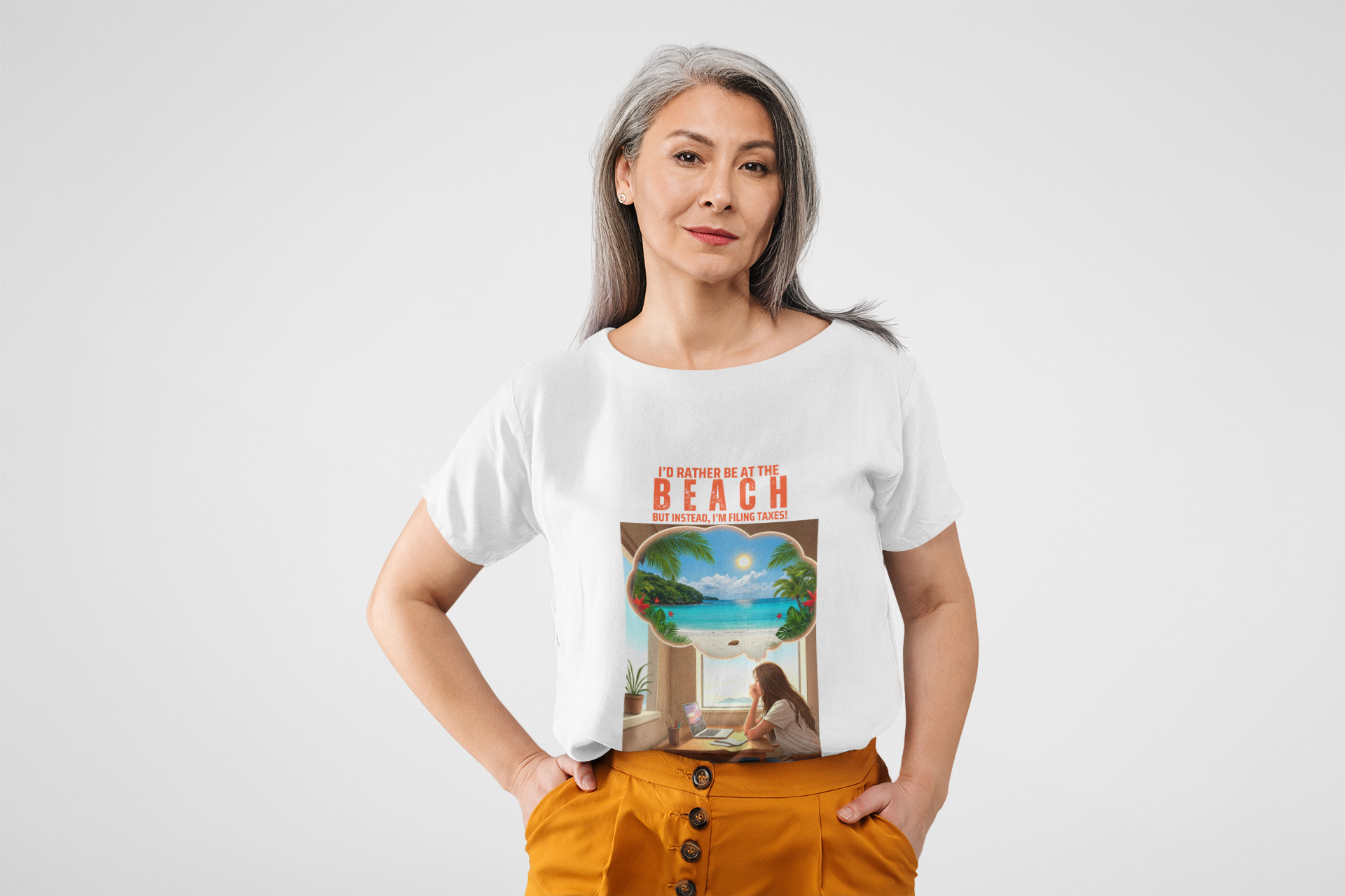 I'd Rather Be at the Beach Women's Tee - Funny Tax Shirt for Beach Lovers product thumbnail image
