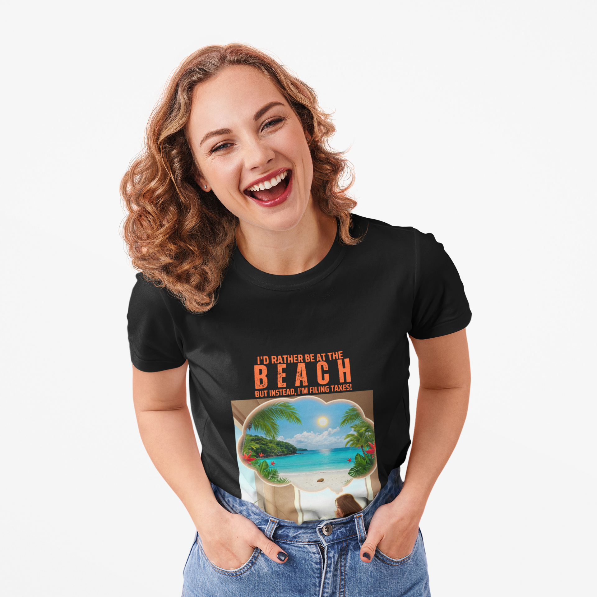 I'd Rather Be at the Beach Women's Tee - Funny Tax Shirt for Beach Lovers product thumbnail image