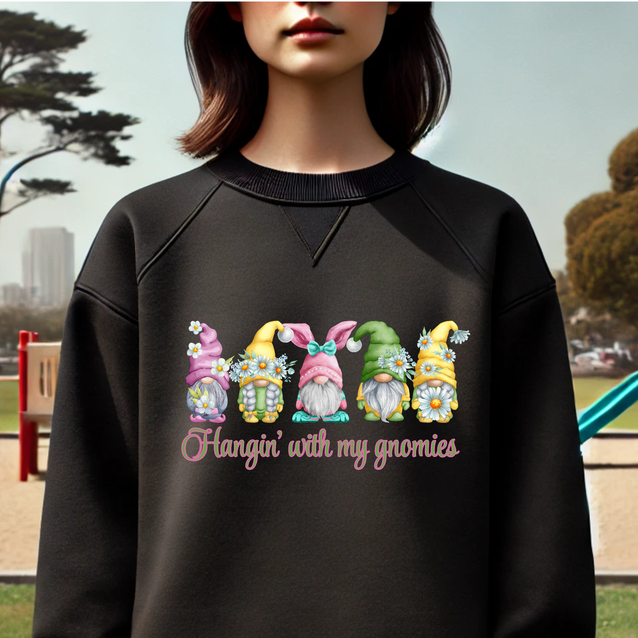 Hangin' with My Gnomies Fleece Sweatshirt - Cute Unisex Crewneck for Cozy Days Hangin' with My Gnomies Fleece Sweatshirt - Cute Unisex Crewneck for Cozy Days