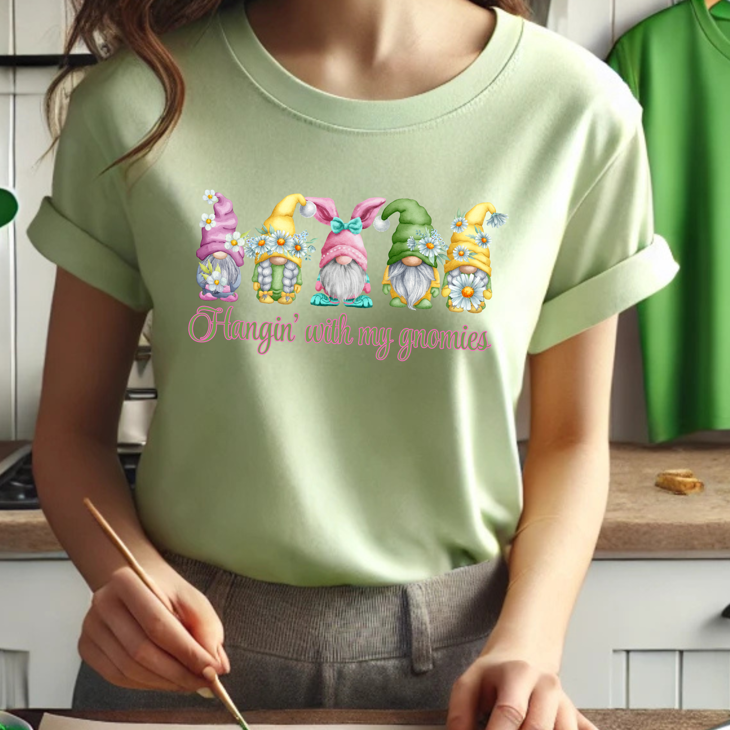 Fun Gnome Graphic Easter Tee - 'Hangin' with my gnomies' product thumbnail image