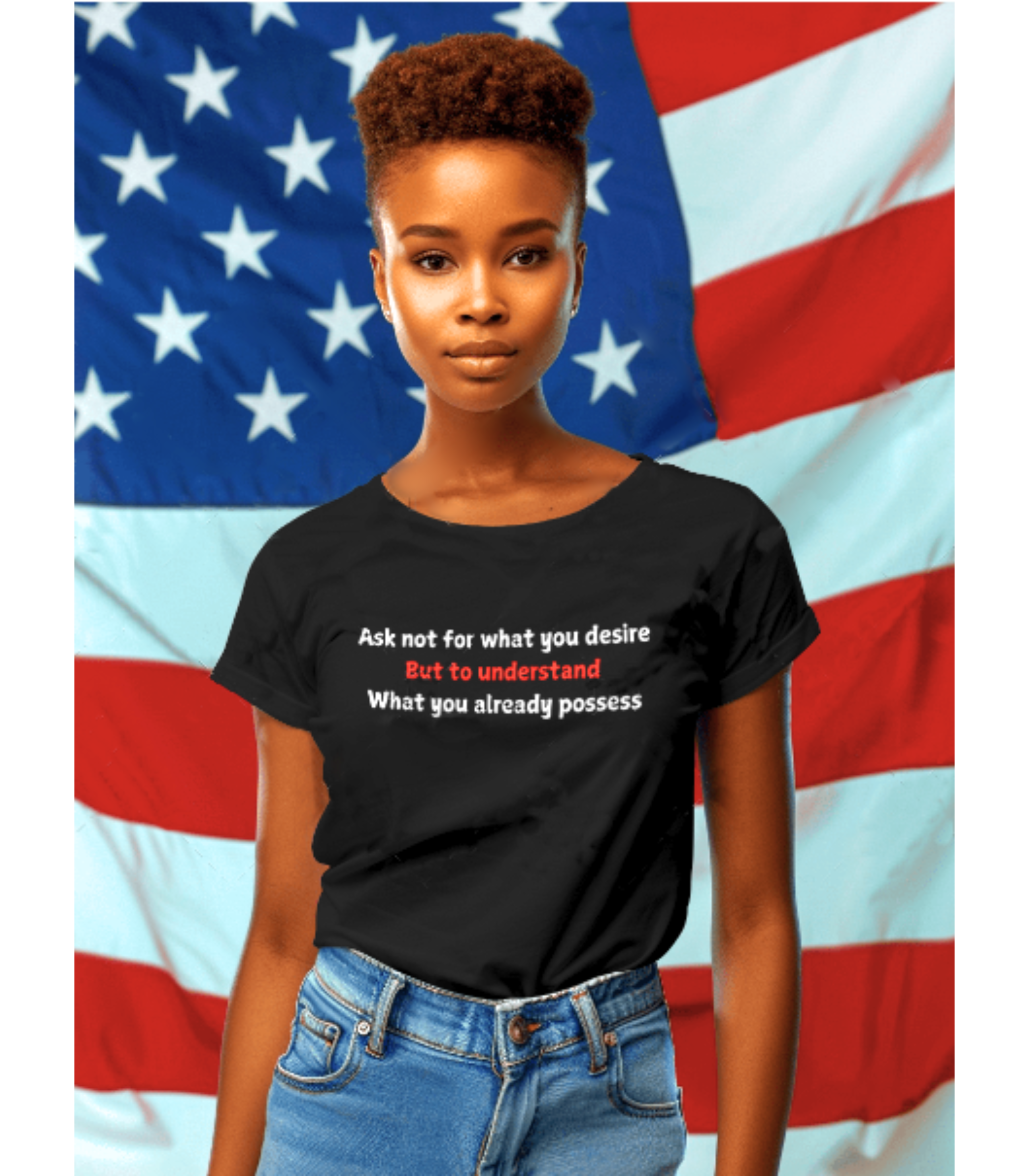 Inspirational Unisex Cotton Crew Tee - "Ask Not for What You Desire"