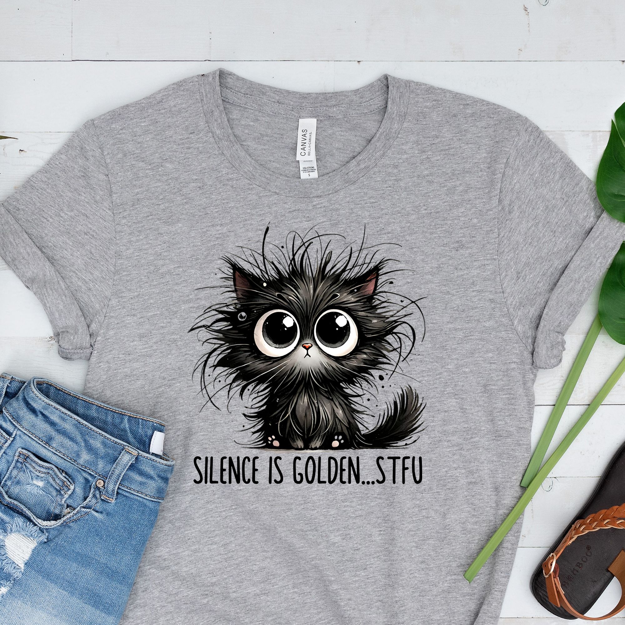 Silence Is Golden...STFU Funny Cat Shirt product thumbnail image