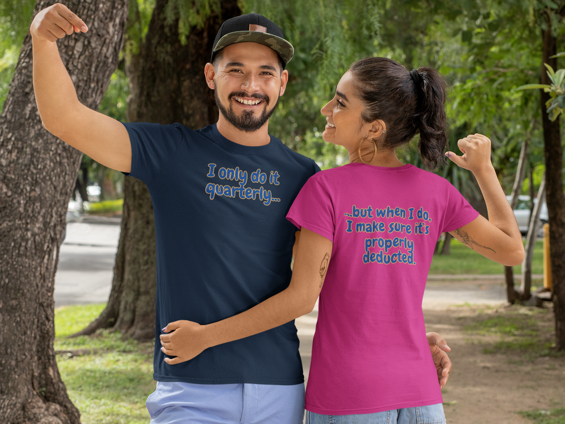 "I Only Do It Quarterly" Tax Humor Tee - Double-Sided Funny Unisex Softstyle T-Shirt