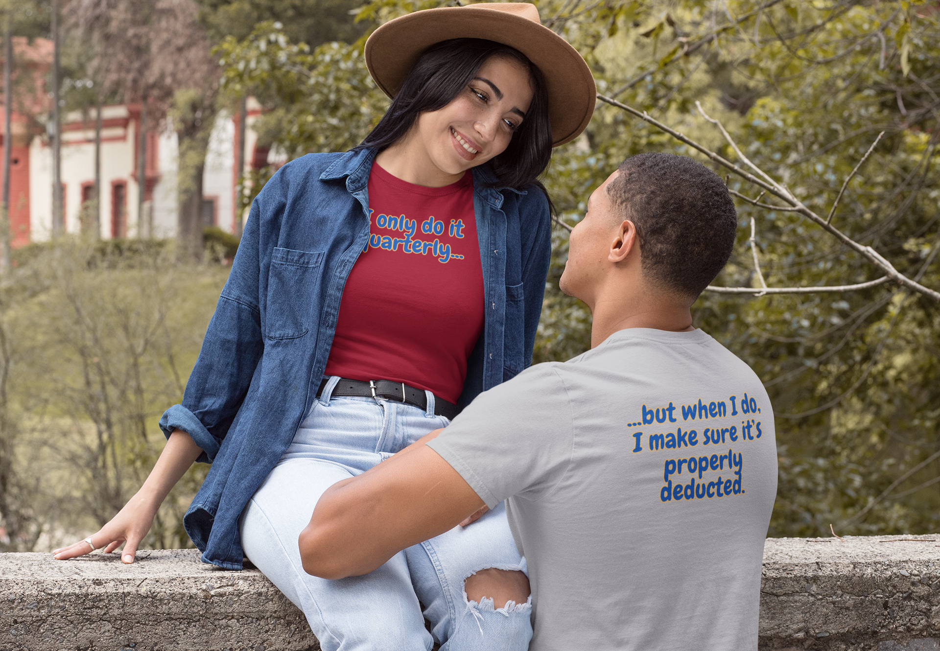 "I Only Do It Quarterly" Tax Humor Tee - Double-Sided Funny Unisex Softstyle T-Shirt product thumbnail image