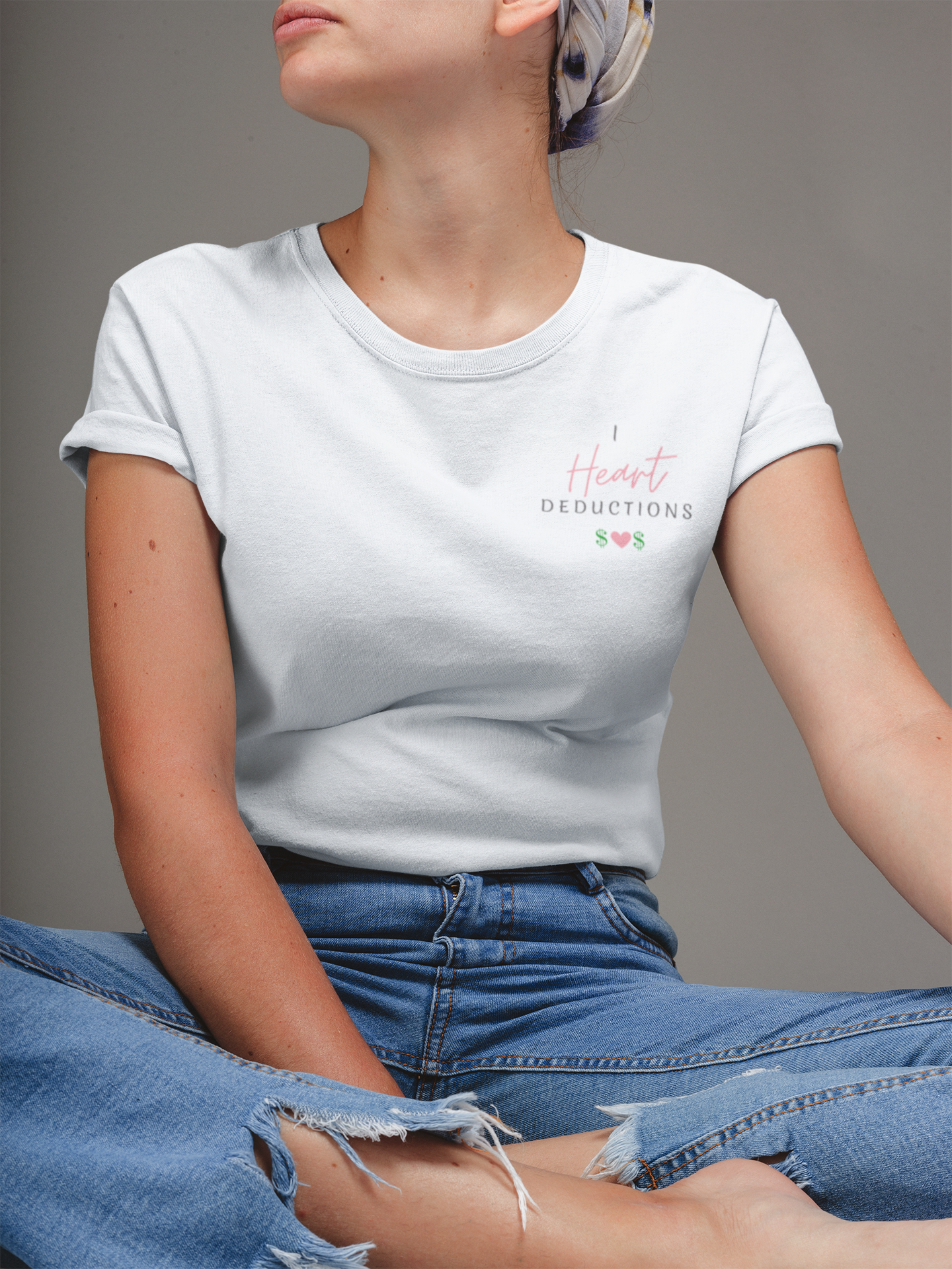 I Heart Deductions, Shoulder Print, Unisex Softstyle T-Shirt - Perfect for Tax Season product thumbnail image