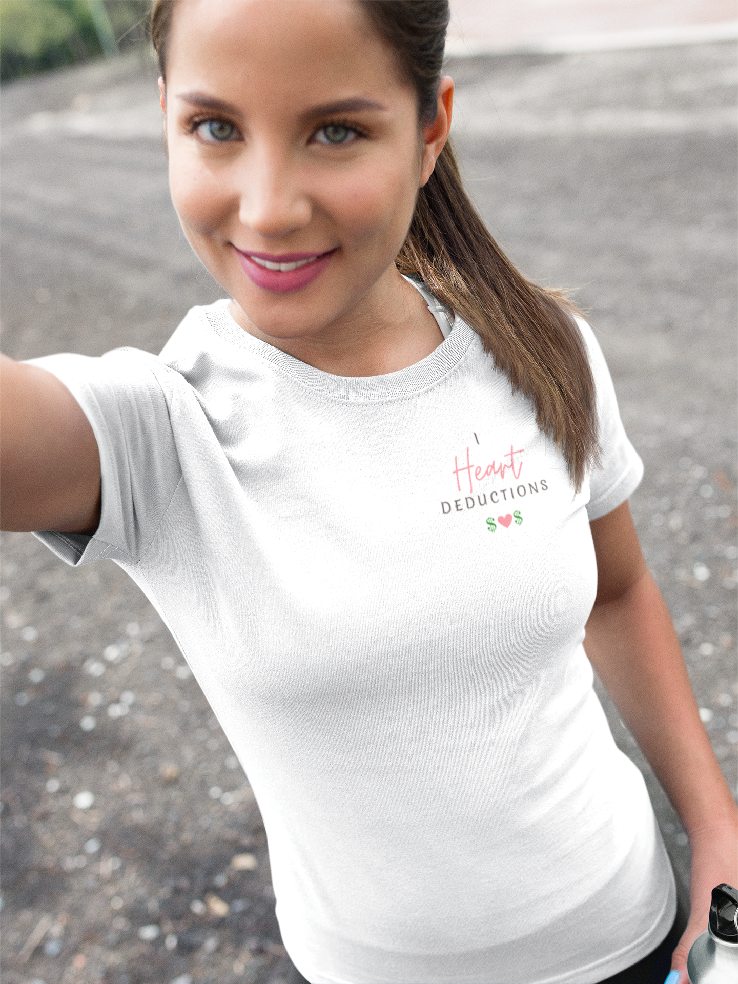 I Heart Deductions, Shoulder Print, Unisex Softstyle T-Shirt - Perfect for Tax Season product thumbnail image