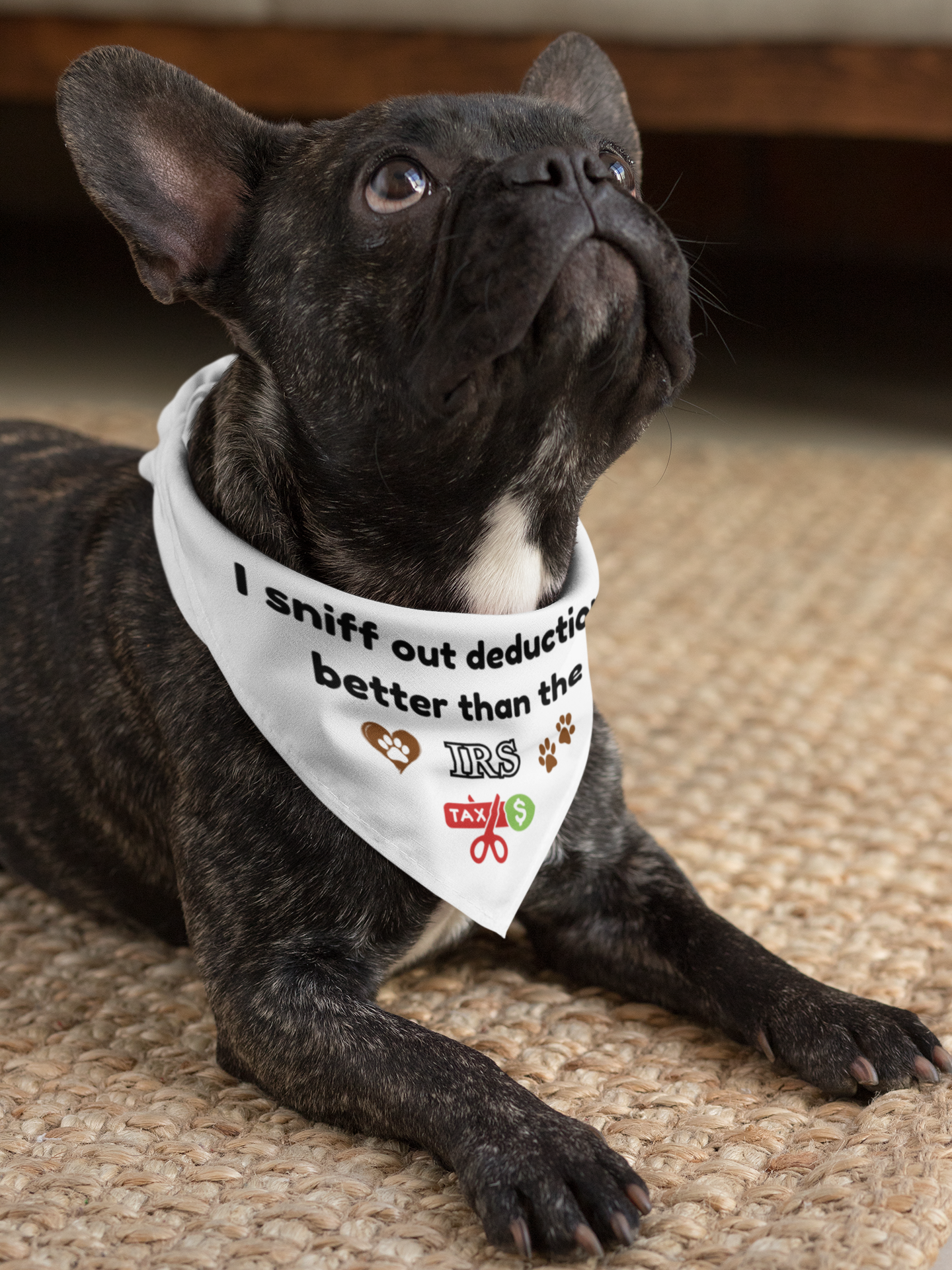"I Sniff Out Deductions Better Than the IRS" - Funny Clip-on Pet Bandana product thumbnail image "I Sniff Out Deductions Better Than the IRS" - Funny Clip-on Pet Bandana product thumbnail image