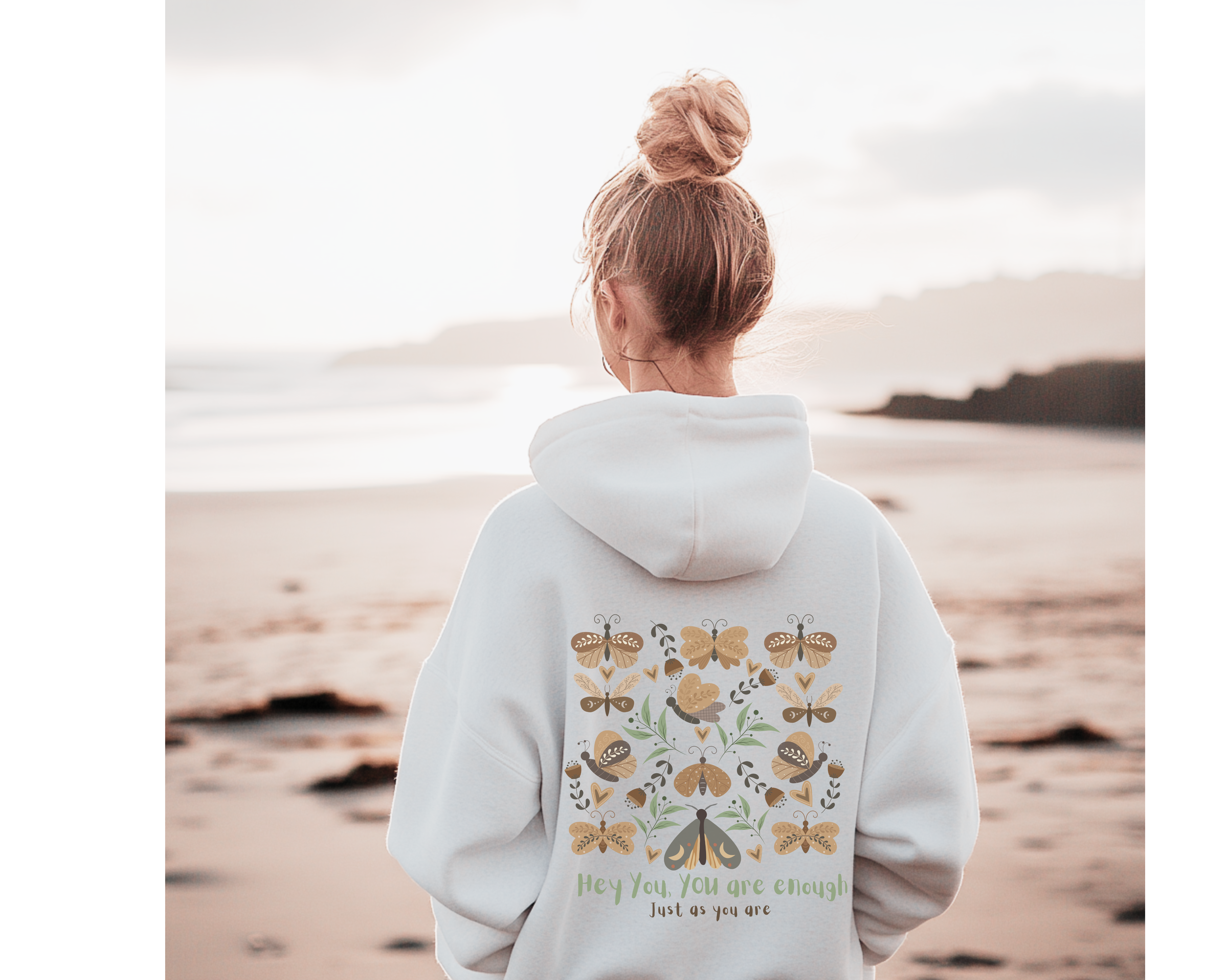 Women's You Are Enough Flower Hoodie, Hoodie Mental Health, Flowered Sweater With Butterflies, Be Kind Sweater, Gift For Her, Girls Therapy Hoodie product thumbnail image Women's You Are Enough Flower Hoodie, Hoodie Mental Health, Flowered Sweater With Butterflies, Be Kind Sweater, Gift For Her, Girls Therapy Hoodie product thumbnail image