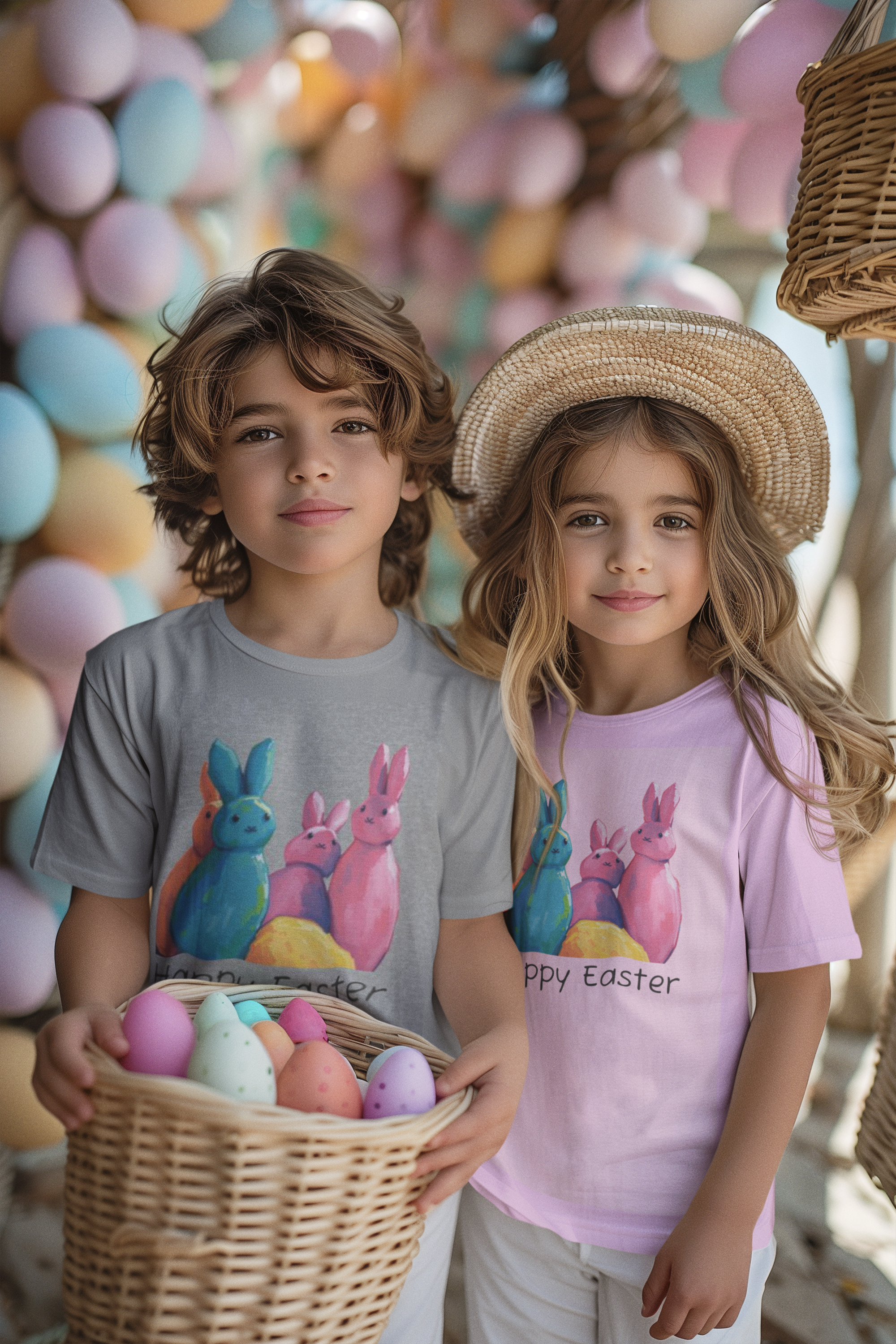Colorful Easter Bunny Kids Tee, Cute Spring Kids Shirt, Happy Easter Gift for Children, Fun Family Easter Celebration Outfit, Vibrant Kids