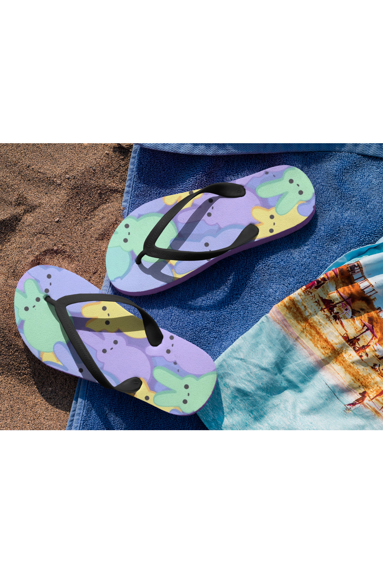 Cute Bunny Flip Flops, Spring Footwear, Easter Sandals, Summer Beach Shoes, Fun Casual Slippers, Festival Flip Flops product thumbnail image