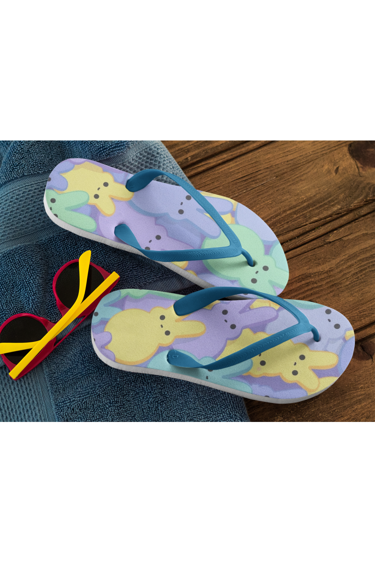 Cute Bunny Flip Flops, Spring Footwear, Easter Sandals, Summer Beach Shoes, Fun Casual Slippers, Festival Flip Flops product thumbnail image