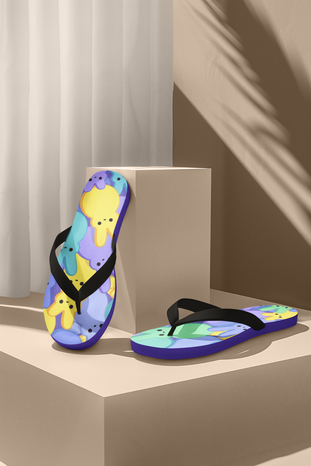 Cute Bunny Flip Flops, Spring Footwear, Easter Sandals, Summer Beach Shoes, Fun Casual Slippers, Festival Flip Flops product thumbnail image