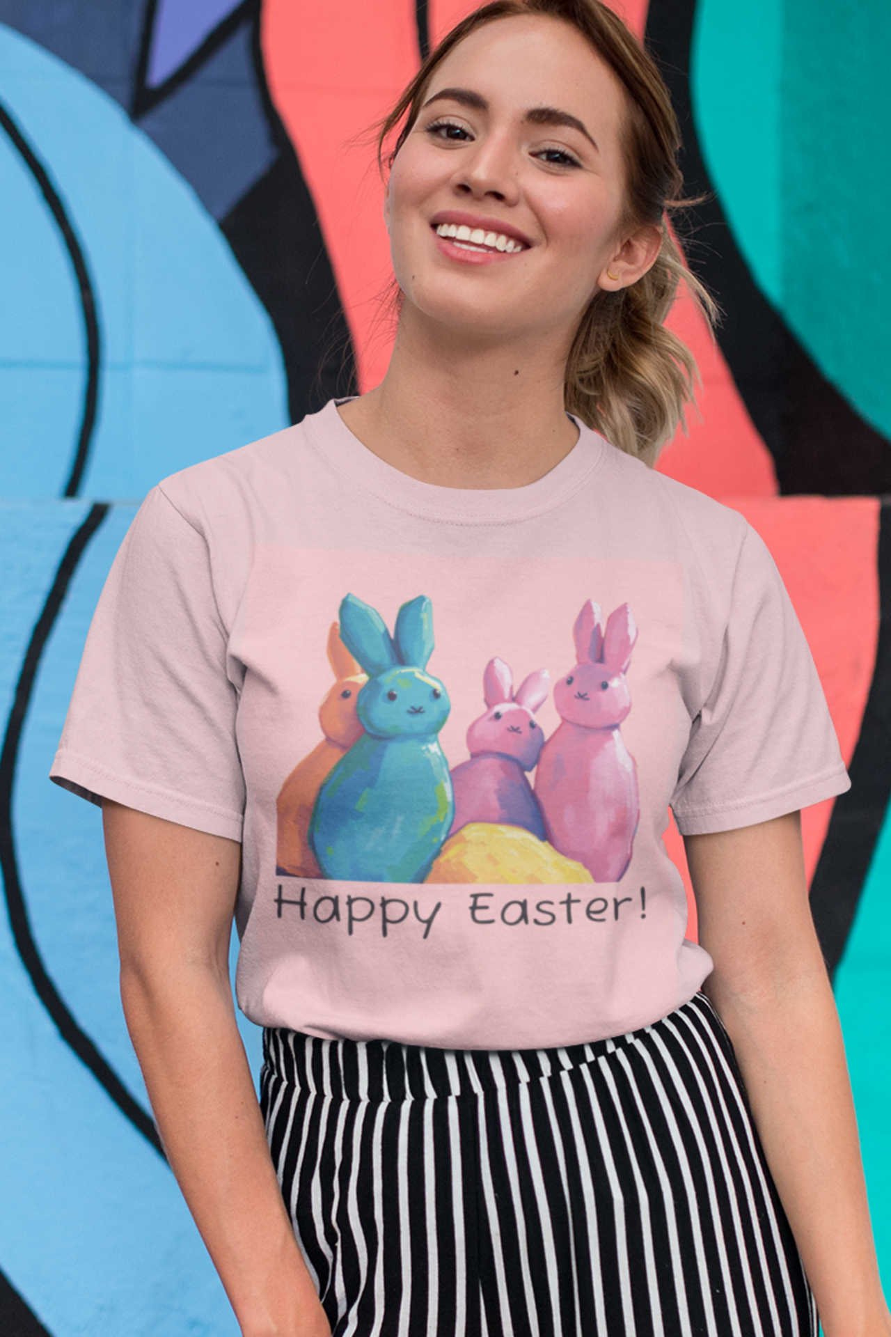 Happy Easter Bunny T-Shirt, Cute Easter Apparel, Family Gathering Tee, Spring Festival Gift, Unisex Tee for Celebrations product thumbnail image