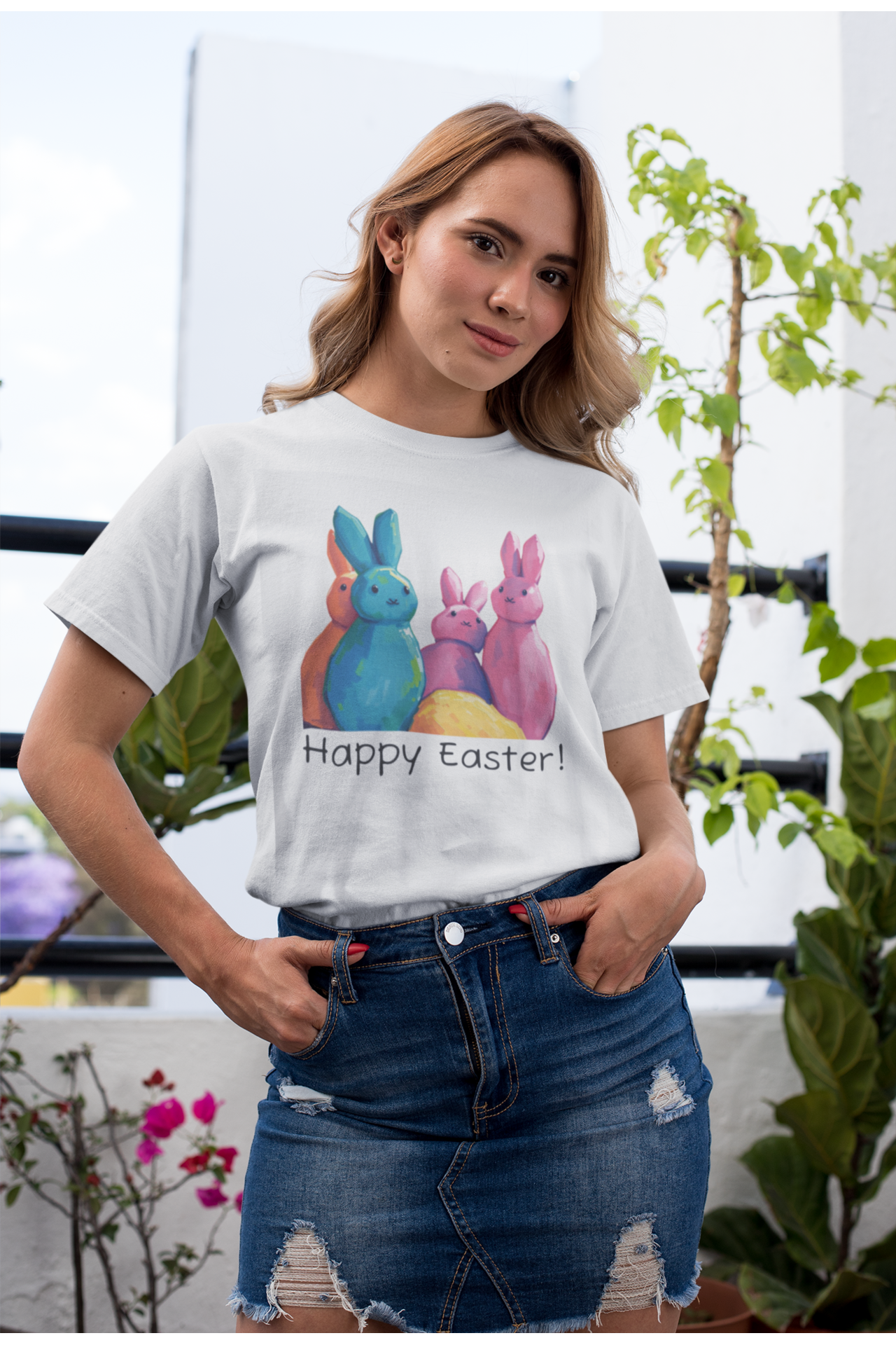 Happy Easter Bunny T-Shirt, Cute Easter Apparel, Family Gathering Tee, Spring Festival Gift, Unisex Tee for Celebrations