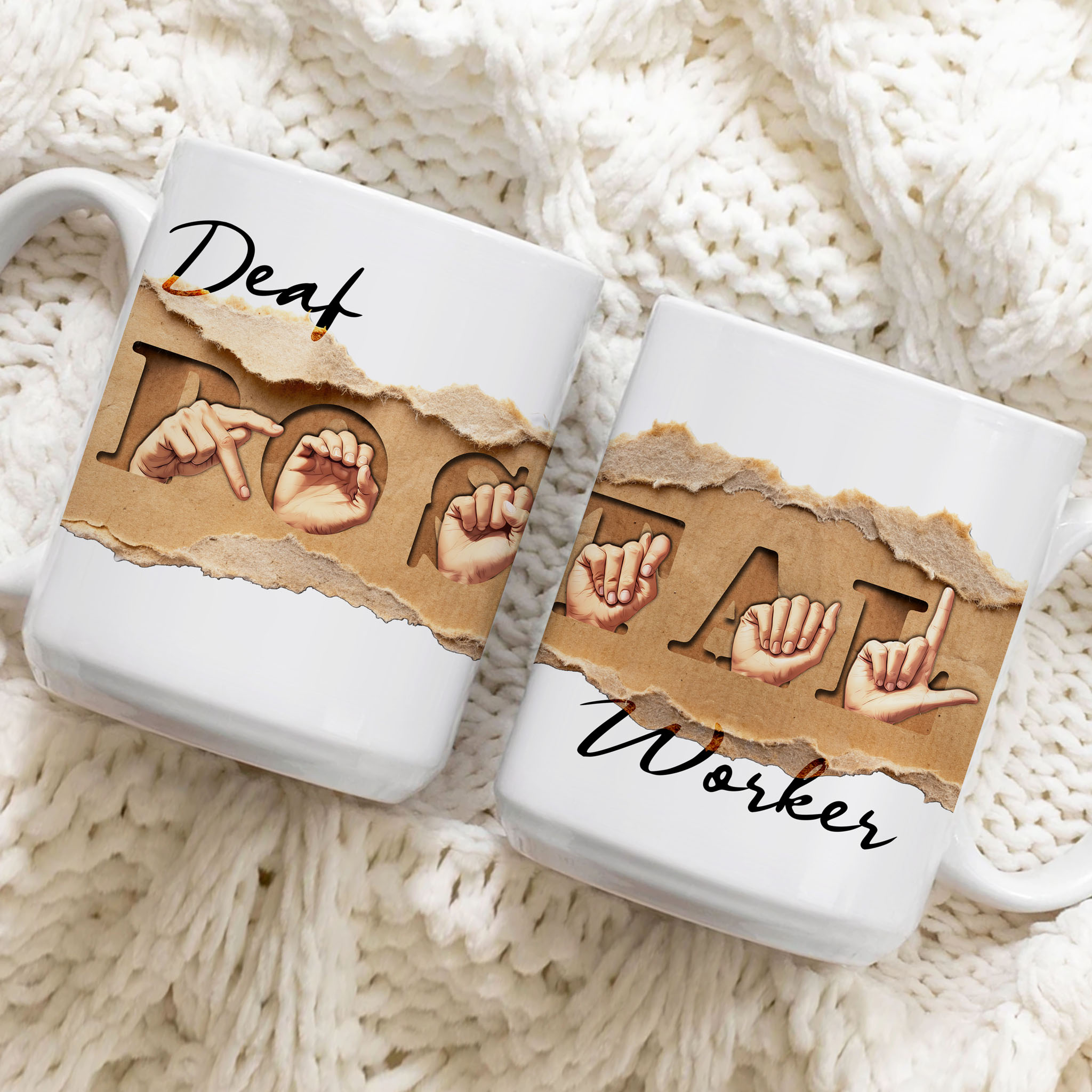 Deaf Postal Worker Fingerspelling "Postal" ASL American Sign Language Ceramic Mug, (11oz, 15oz)