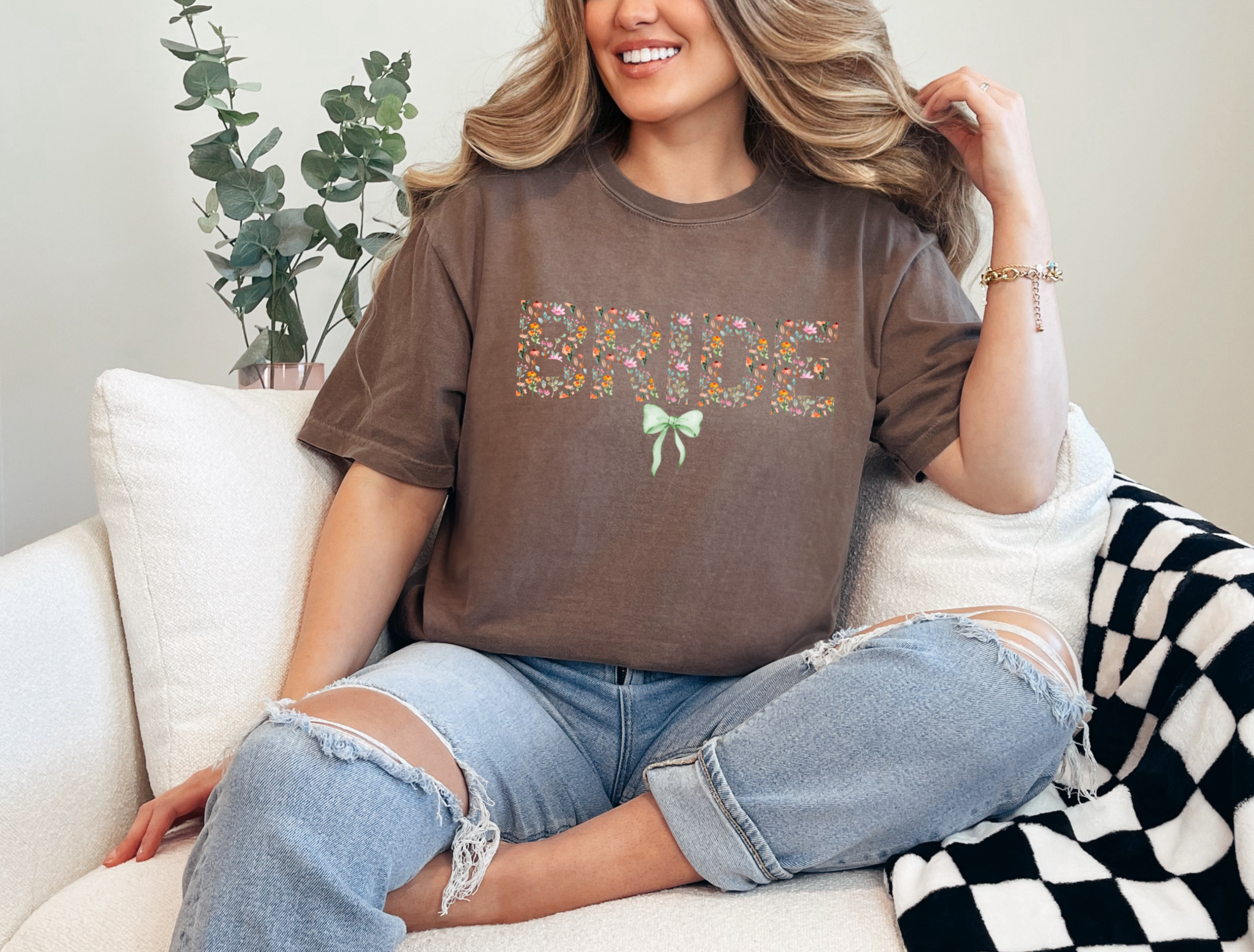 Bride Floral Unisex T-shirt - Short Sleeve Wedding Gift Top Bride Floral Unisex T-shirt - Short Sleeve Wedding Gift Top