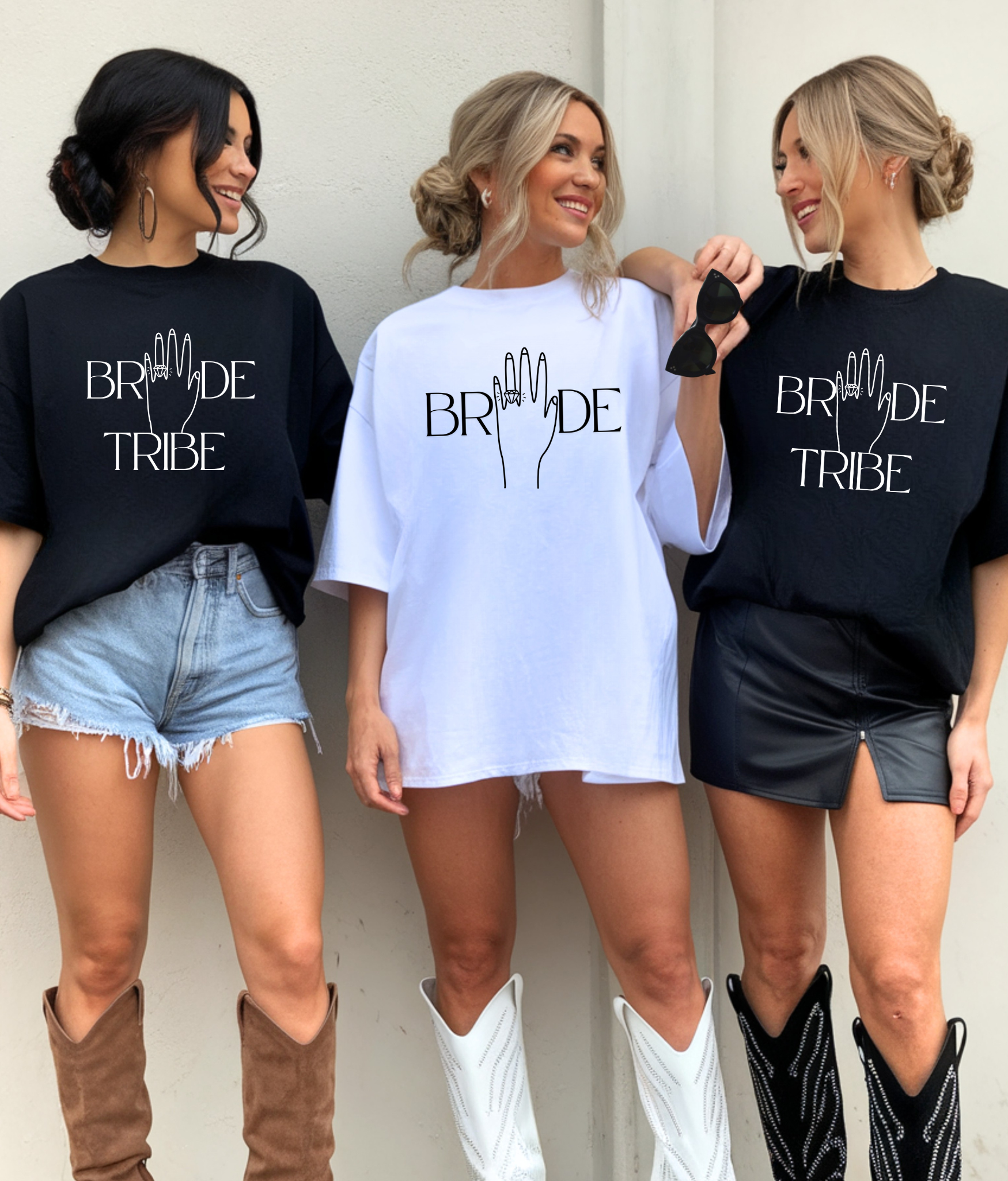 Bride, Bride Tribe Unisex T-shirt - Wedding Bachelorette White Black Pink Ivory Bride, Bride Tribe Unisex T-shirt - Wedding Bachelorette White Black Pink Ivory