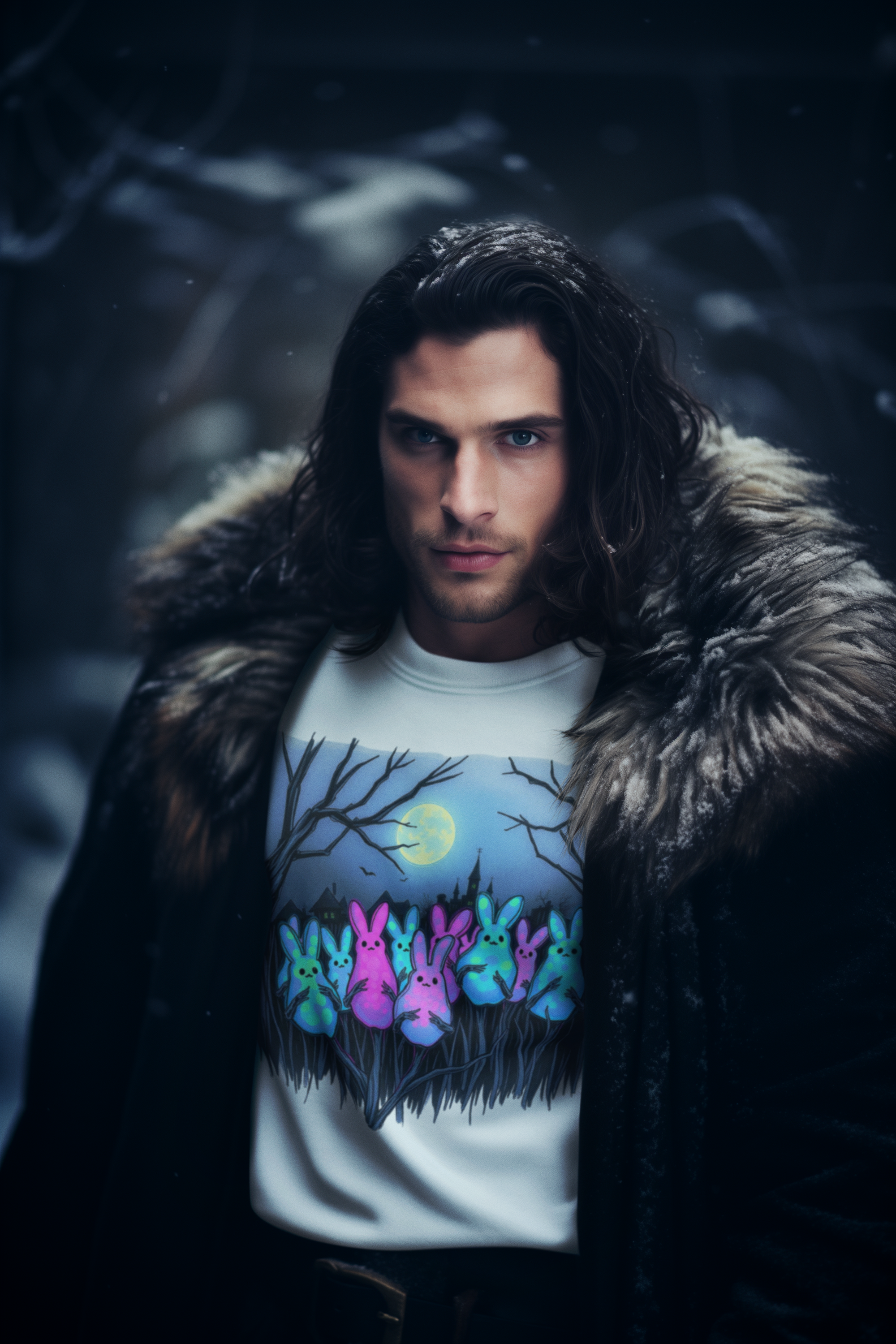 Moonlit Bunny Sweatshirt, Cozy Spring Sweatshirt, Easter Gift, Unisex Pullover, Garment-Dyed Sweatshirt product thumbnail image