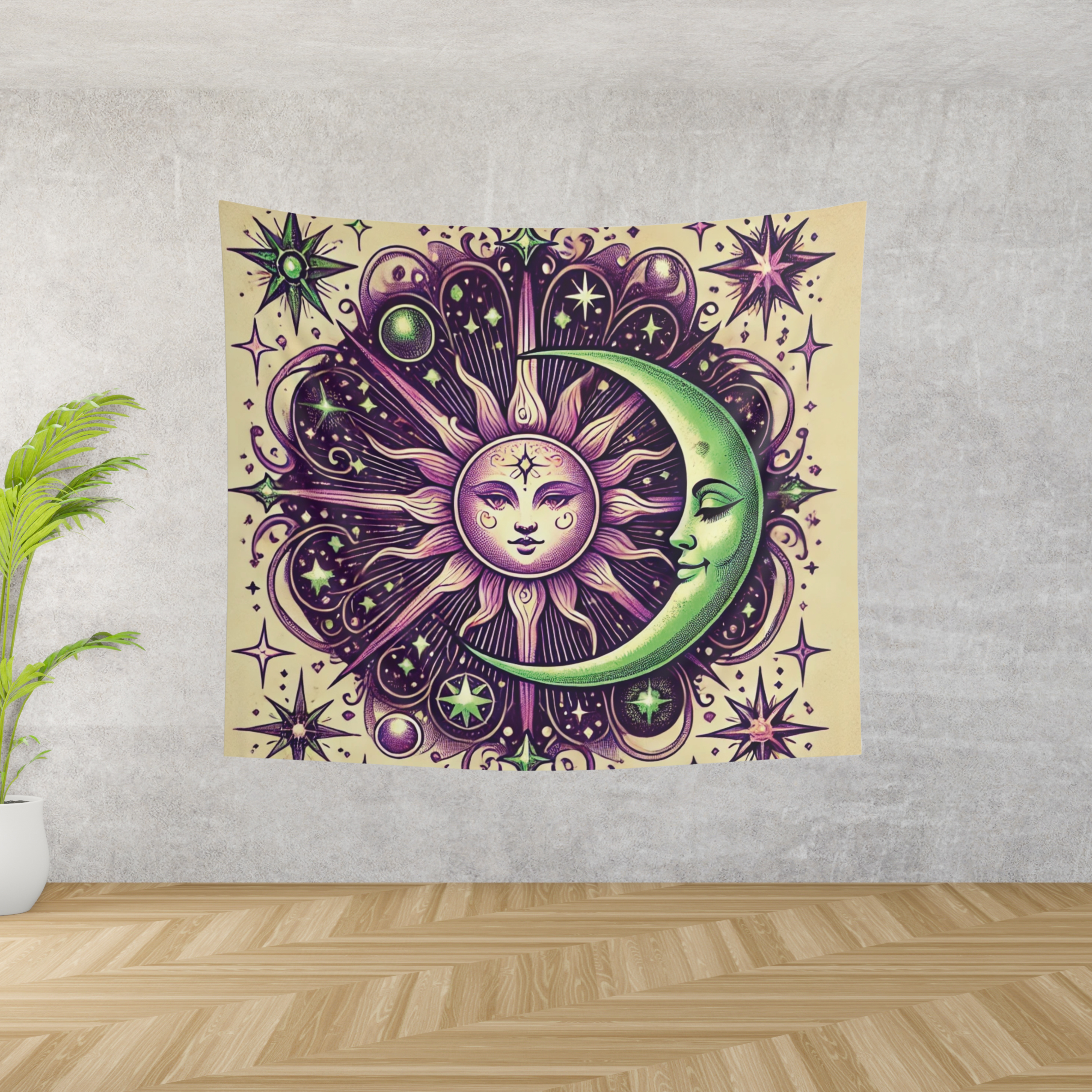 Celestial Sun and Moon Tapestry, Bohemian Wall Decor, Night Sky Hanging, Room Aesthetic, Cosmic Artwork, Astrology Gift product thumbnail image Celestial Sun and Moon Tapestry, Bohemian Wall Decor, Night Sky Hanging, Room Aesthetic, Cosmic Artwork, Astrology Gift product thumbnail image