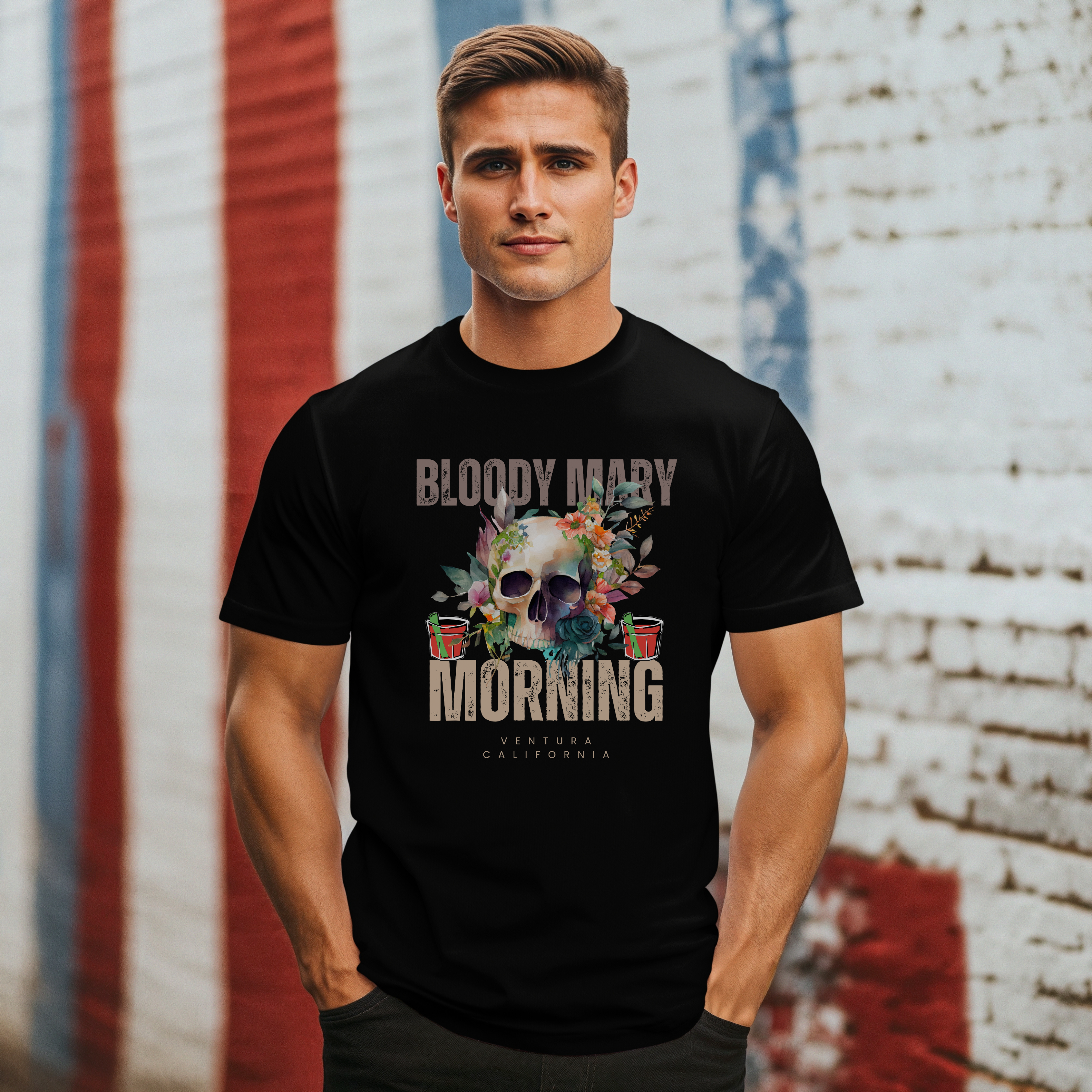 Bouquet Bloody Mary Morning Unisex Heavy Cotton Tee - Vintage Skull Design product thumbnail image Bouquet Bloody Mary Morning Unisex Heavy Cotton Tee - Vintage Skull Design product thumbnail image