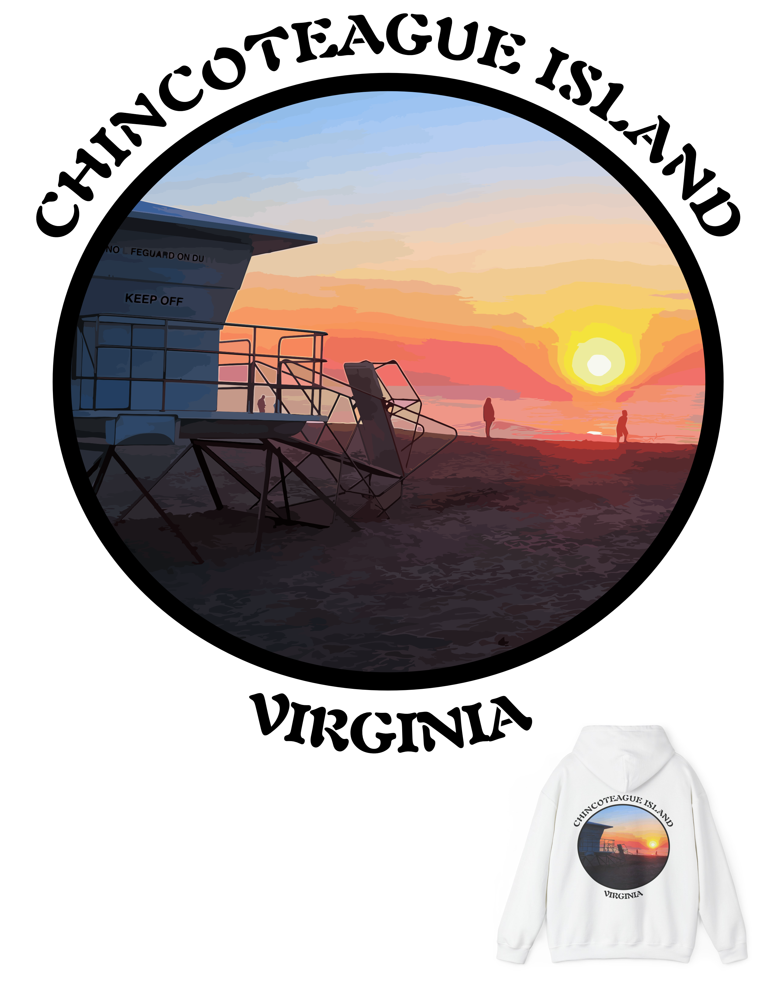 Hooded Sweatshirt, Gildan 18500 Heavy Blend™, Virginia, Chincoteague Island, Photographic Art Print