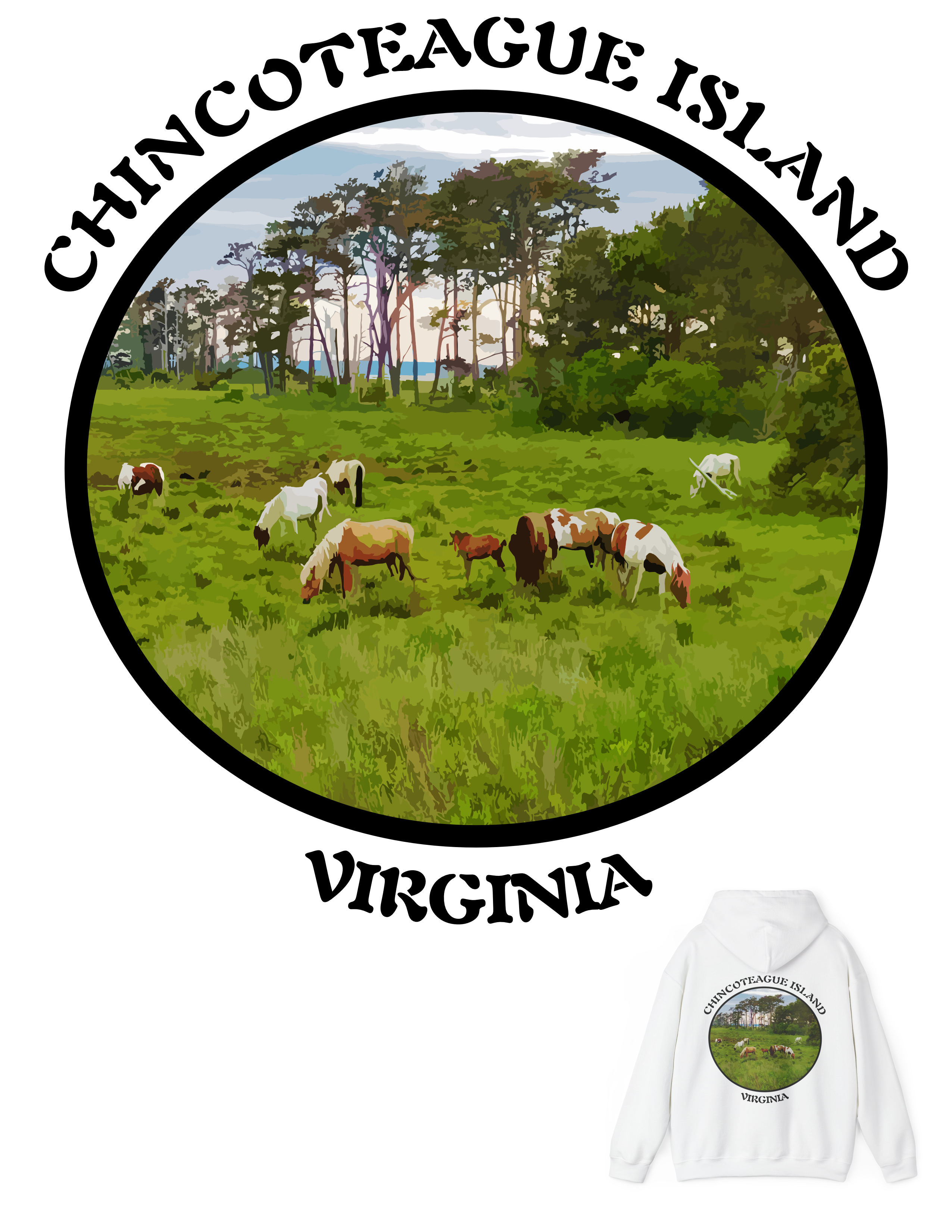 Hooded Sweatshirt, Gildan 18500 Heavy Blend™, Virginia, Chincoteague Island, Photographic Art Print Hooded Sweatshirt, Gildan 18500 Heavy Blend™, Virginia, Chincoteague Island, Photographic Art Print