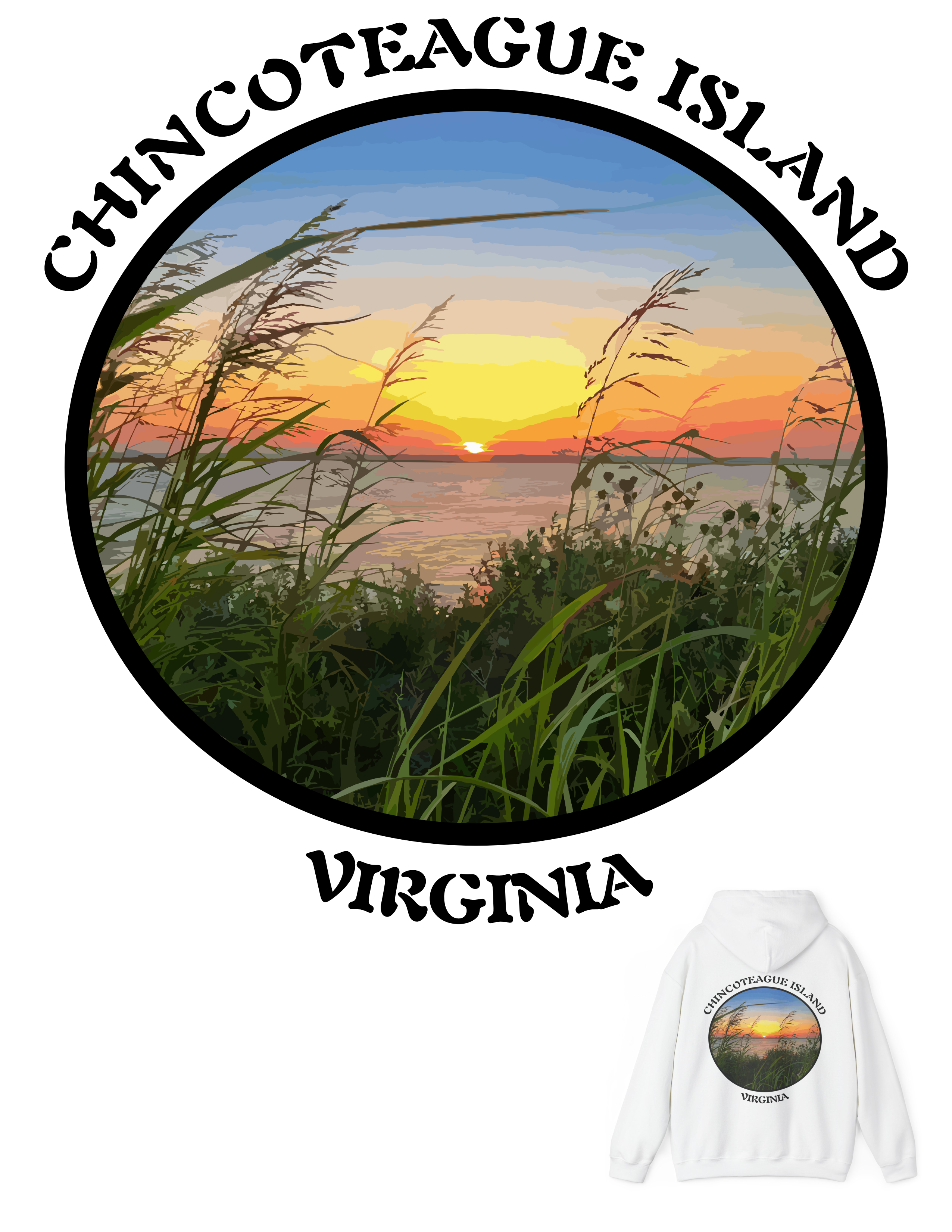 Hooded Sweatshirt, Gildan 18500 Heavy Blend™, Virginia, Chincoteague Island, Photographic Art Print Hooded Sweatshirt, Gildan 18500 Heavy Blend™, Virginia, Chincoteague Island, Photographic Art Print