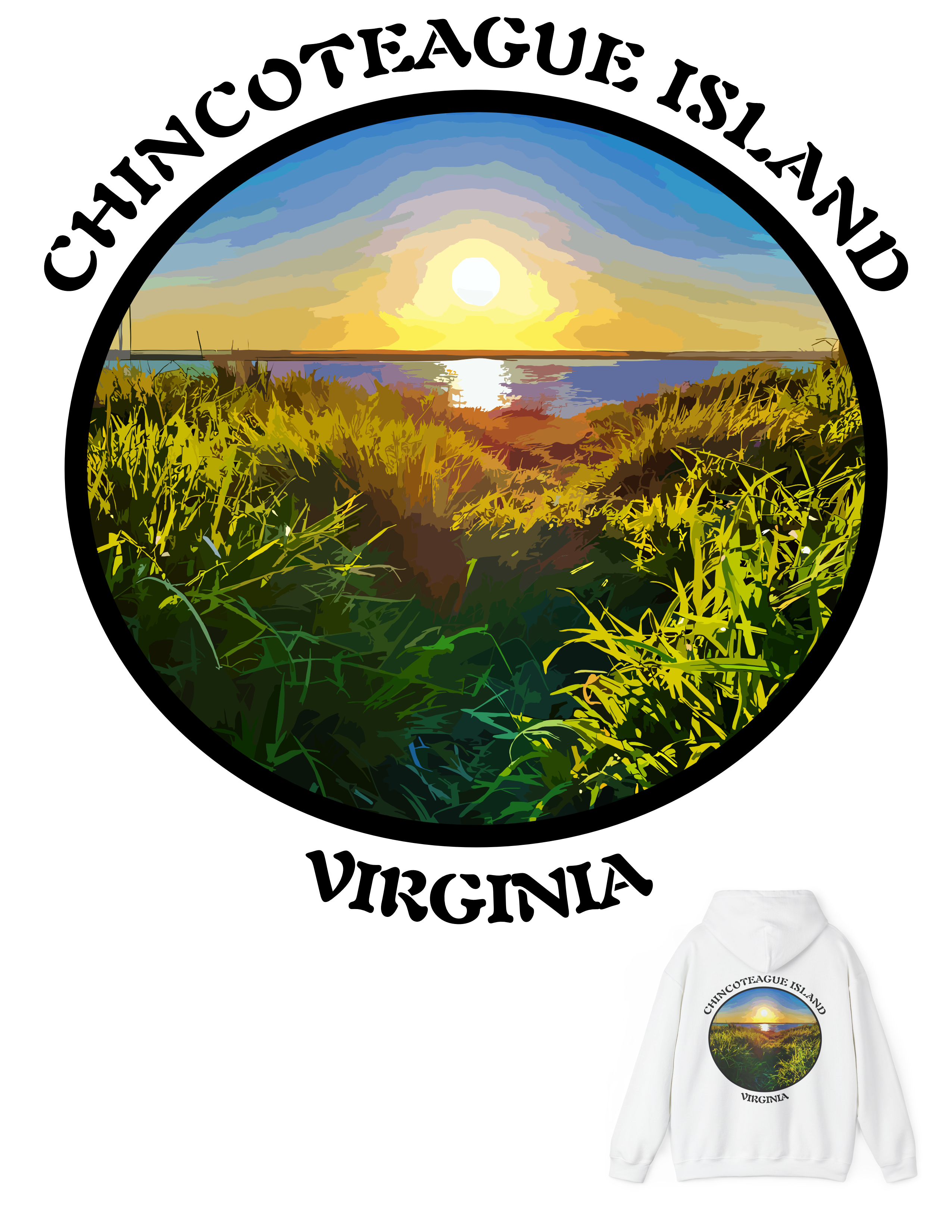 Hooded Sweatshirt, Gildan 18500 Heavy Blend™, Virginia, Chincoteague Island, Photographic Art Print Hooded Sweatshirt, Gildan 18500 Heavy Blend™, Virginia, Chincoteague Island, Photographic Art Print