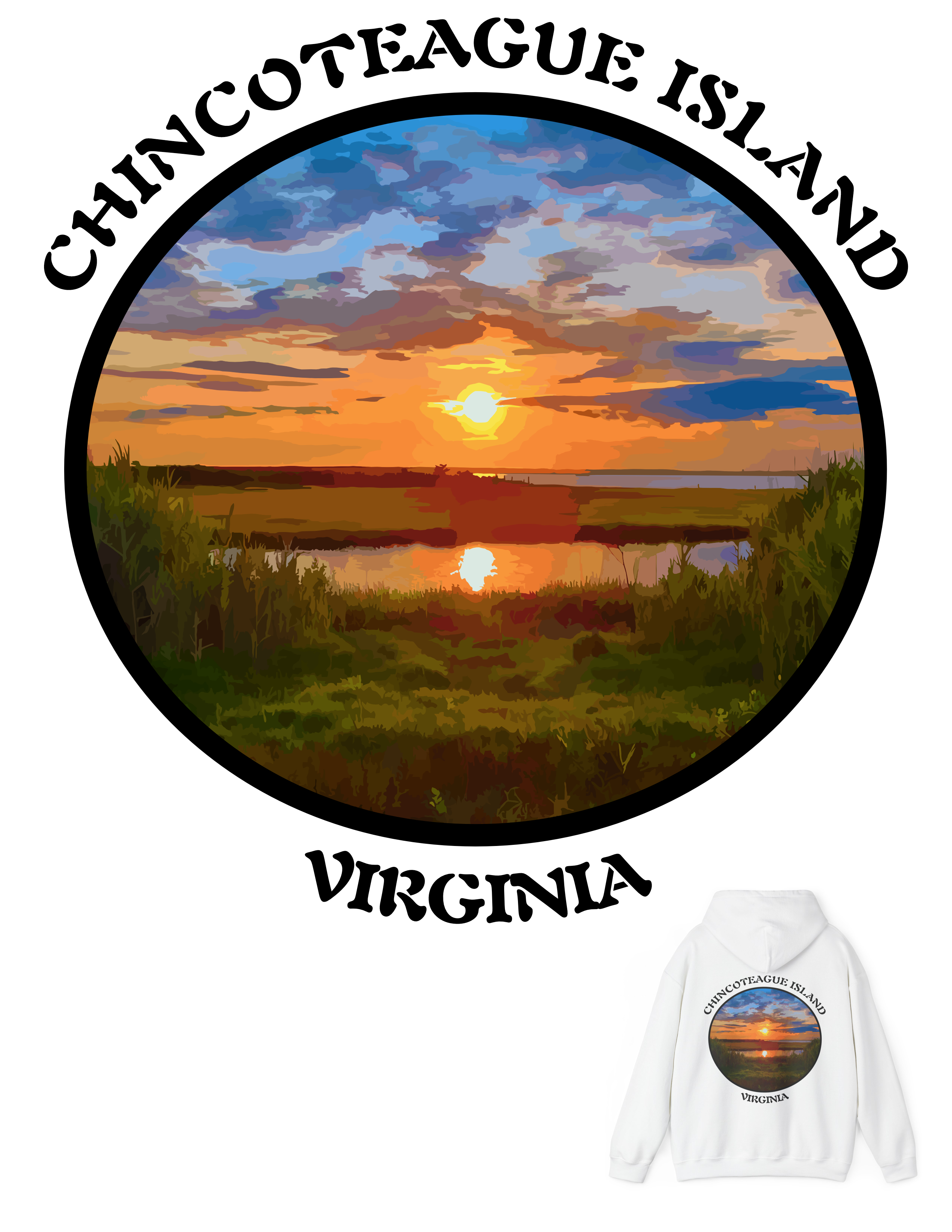 Hooded Sweatshirt, Gildan 18500 Heavy Blend™, Virginia, Chincoteague Island, Photographic Art Print Hooded Sweatshirt, Gildan 18500 Heavy Blend™, Virginia, Chincoteague Island, Photographic Art Print