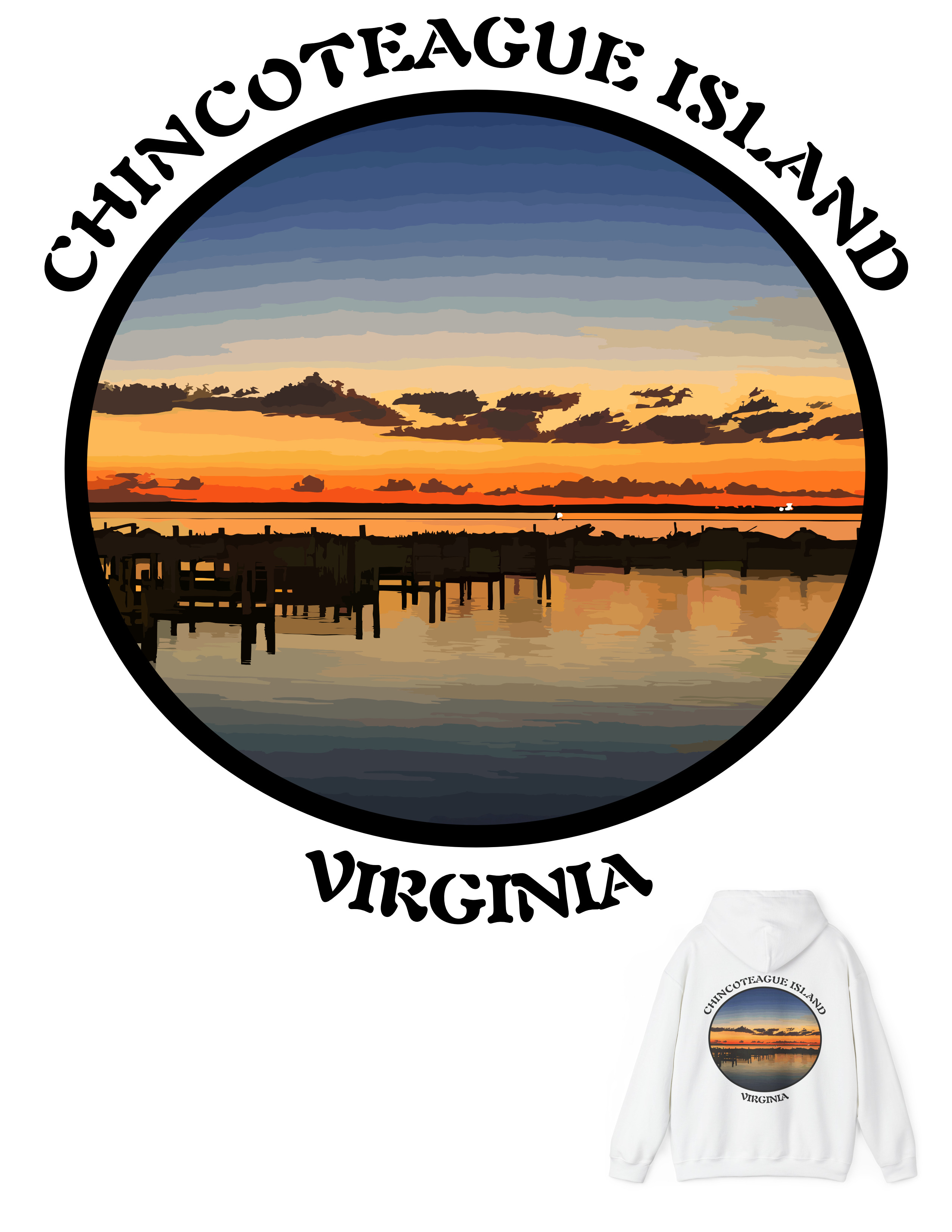 Hooded Sweatshirt, Gildan 18500 Heavy Blend™, Virginia, Chincoteague Island, Photographic Art Print