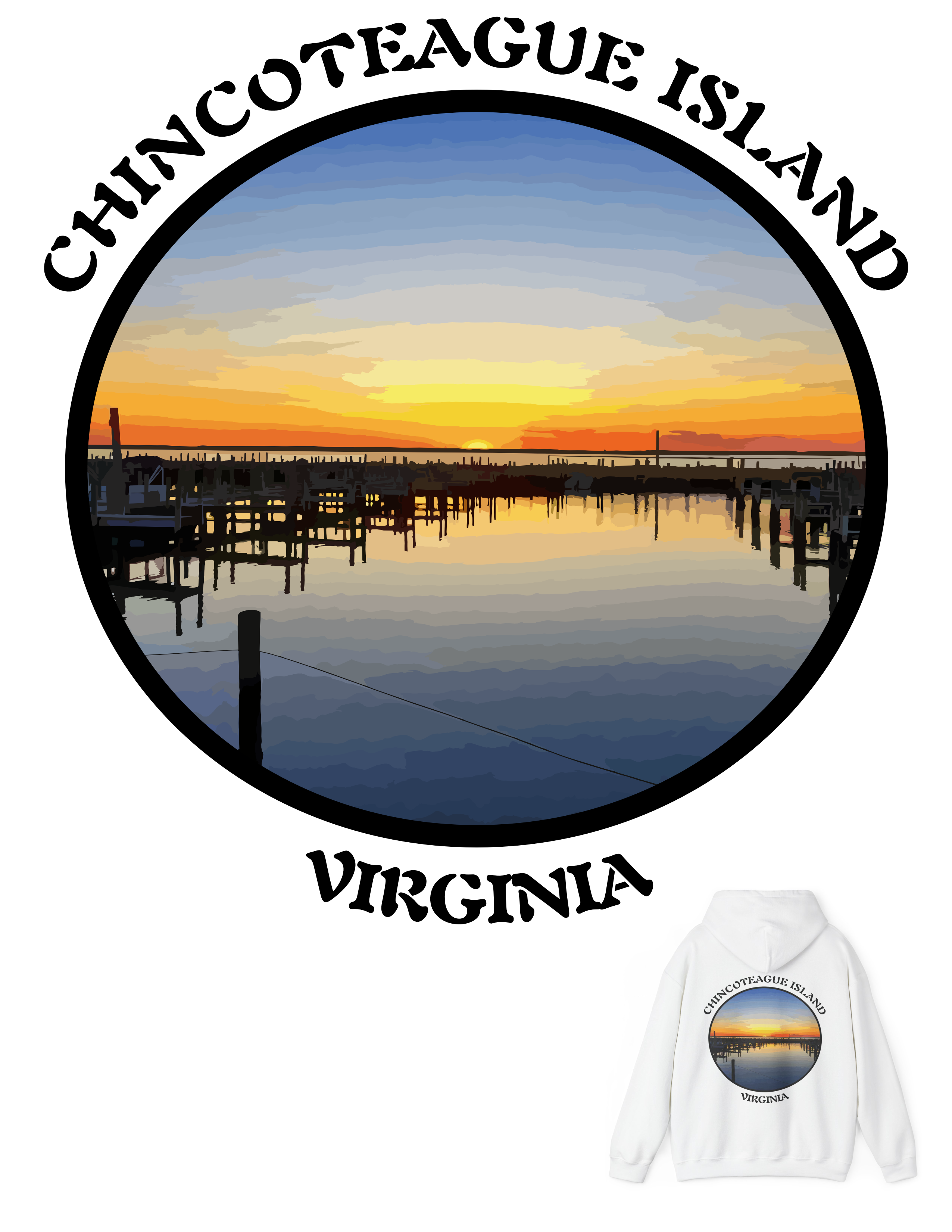 Hooded Sweatshirt, Gildan 18500 Heavy Blend™, Virginia, Chincoteague Island, Photographic Art PrintPrint Hooded Sweatshirt, Gildan 18500 Heavy Blend™, Virginia, Chincoteague Island, Photographic Art PrintPrint
