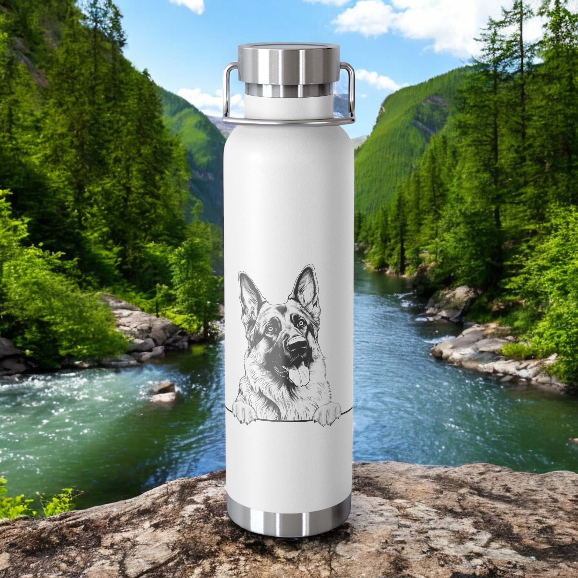 German Shepherd Copper Water Bottle - 22oz Vacuum Insulated Flask with Adorable Pup Design product thumbnail image German Shepherd Copper Water Bottle - 22oz Vacuum Insulated Flask with Adorable Pup Design product thumbnail image