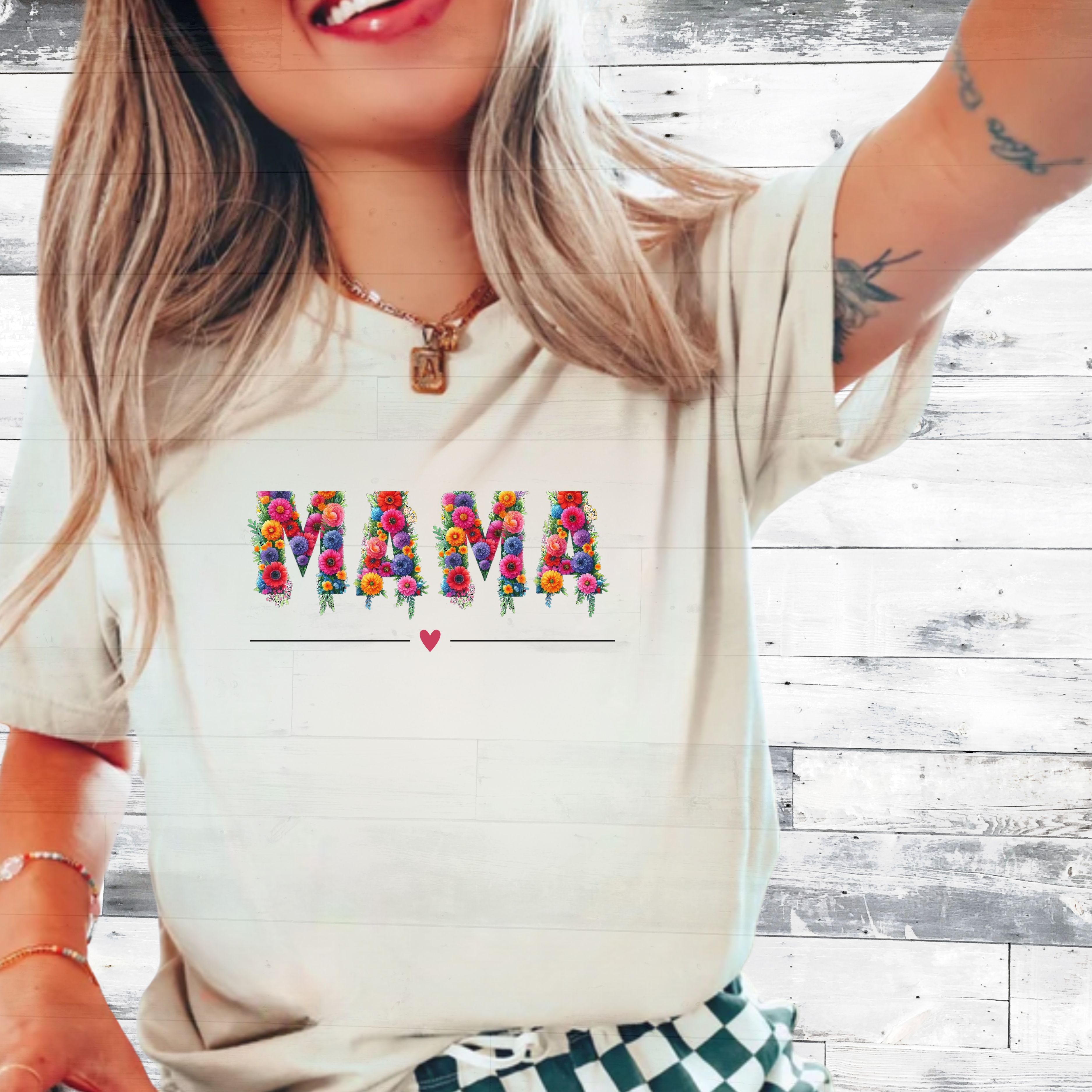 Floral 'Mama' Unisex Heavy Cotton Tee - Perfect Gift for Mother's Day product thumbnail image