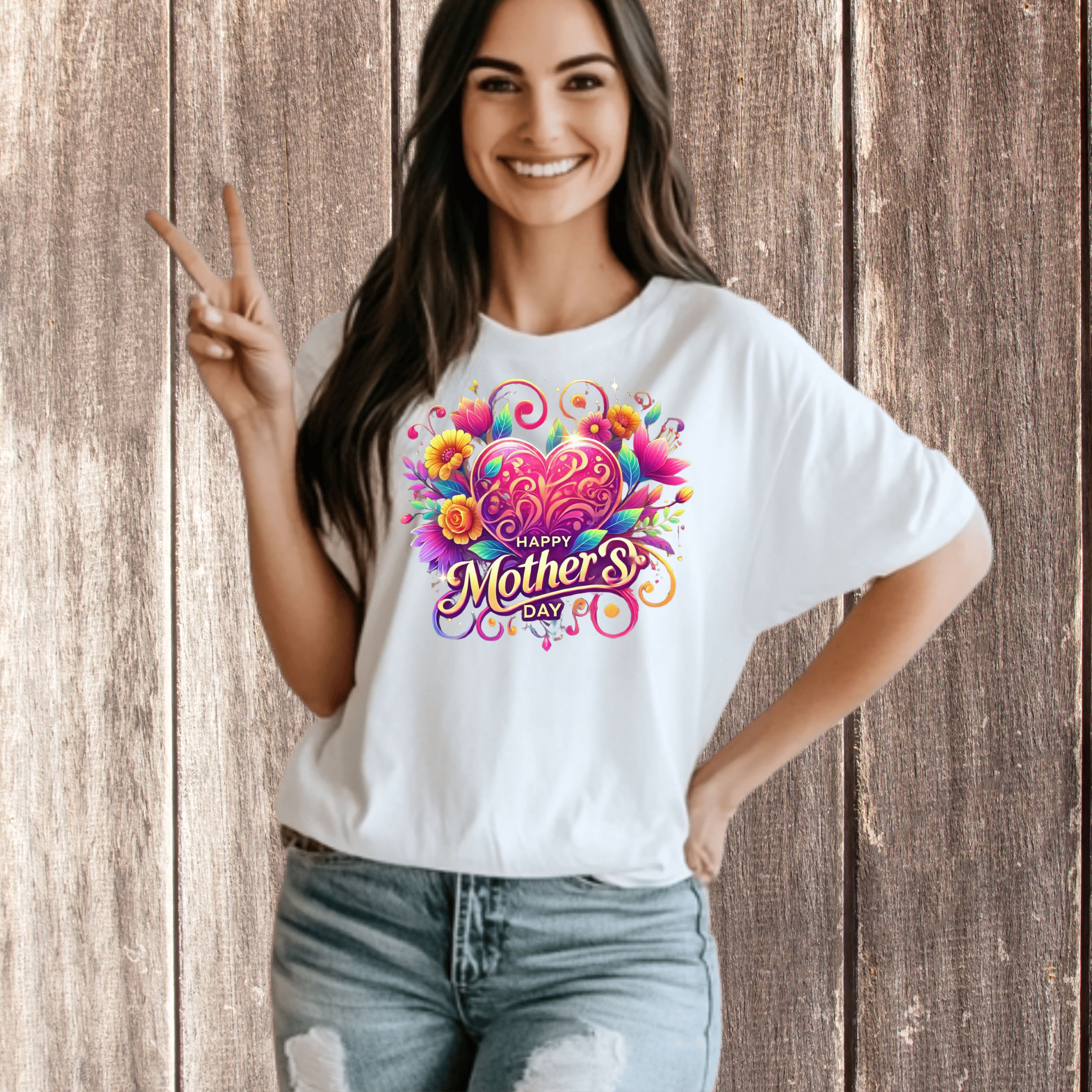 Happy Mother's Day Unisex Heavy Cotton Tee | Colorful Heart Design product thumbnail image Happy Mother's Day Unisex Heavy Cotton Tee | Colorful Heart Design product thumbnail image