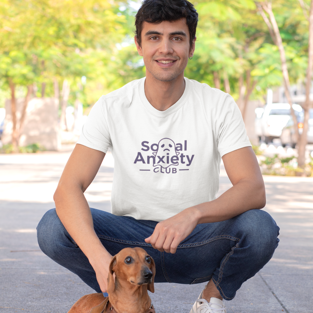 Social Anxiety Club Unisex Garment-Dyed T-Shirt, Comfort Tee, Casual Wear, Mental Health Awareness, Gift for Friends product thumbnail image