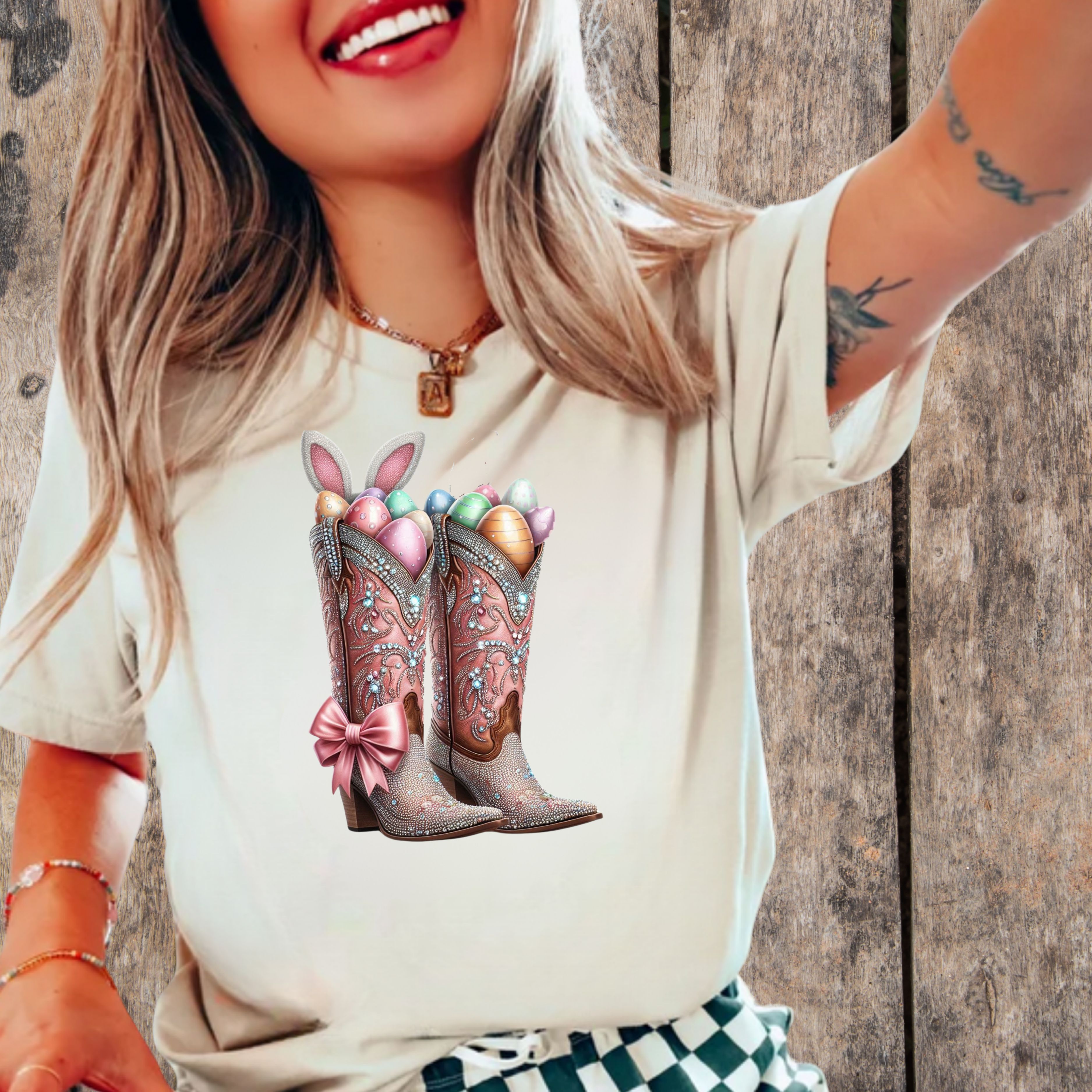 Easter Bunny Boots Unisex Heavy Cotton Tee product thumbnail image Easter Bunny Boots Unisex Heavy Cotton Tee product thumbnail image