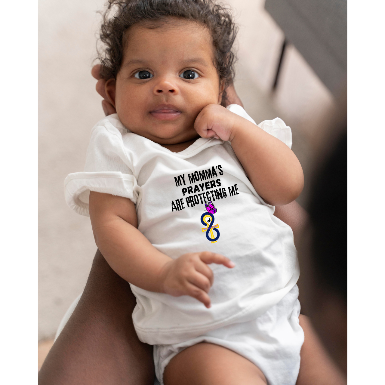 "My Momma's Prayers Are Protecting Me" Baby T-Shirt product thumbnail image